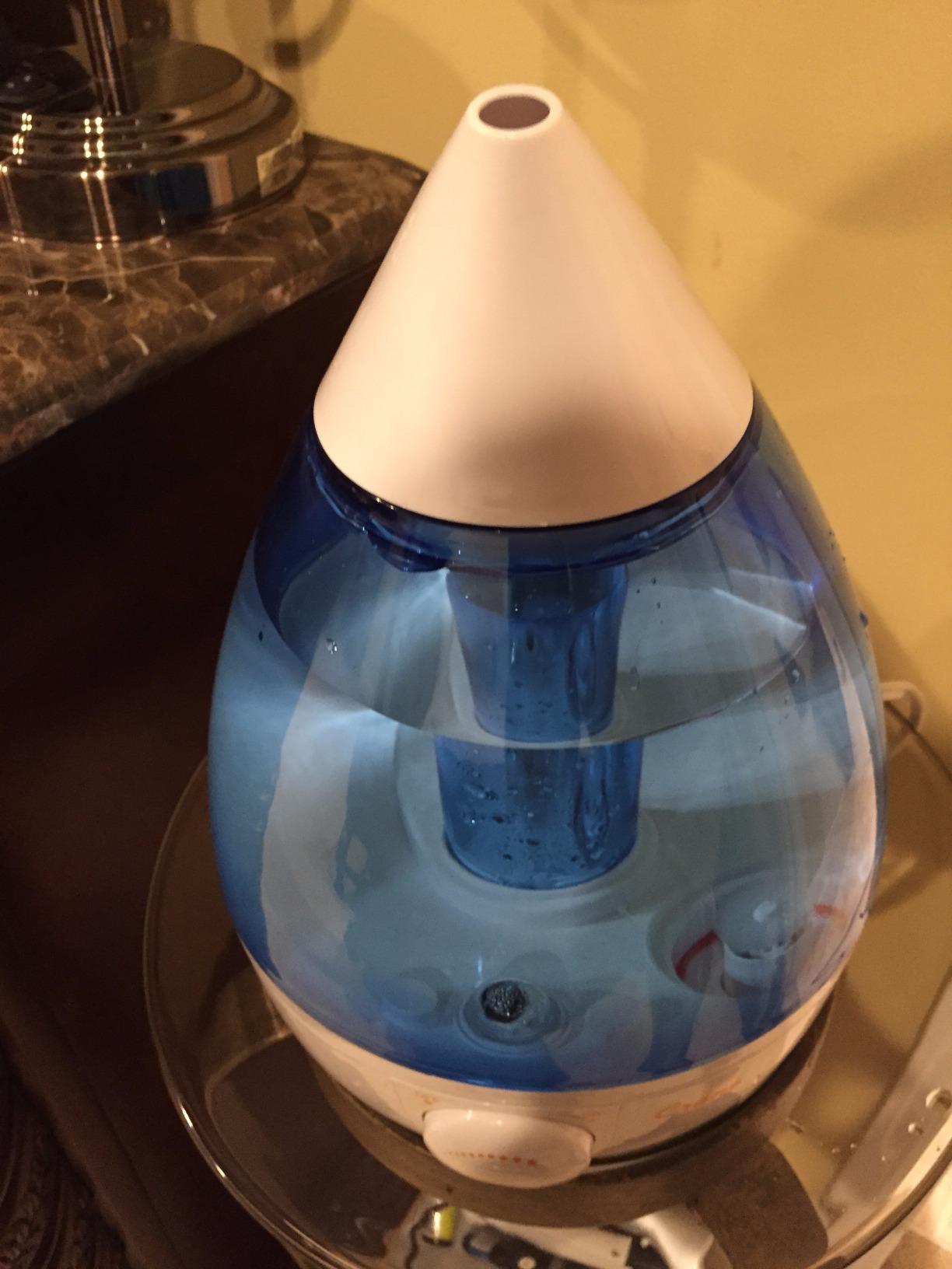 Crane Ultrasonic Cool Mist Teardrop Humidifier for Baby Nursery, Bedroom, Office, Large Room, Adjustable Humidity, Auto Shut-Off, Easy Clean Blue & White 1 Gallon Customer Review Crane Ultrasonic Cool Mist Teardrop Humidifier for Baby Nursery, Bedroom, Office, Large Room, Adjustable Humidity, Auto Shut-Off, Easy Clean Blue & White 1 Gallon - Customer Photo 2