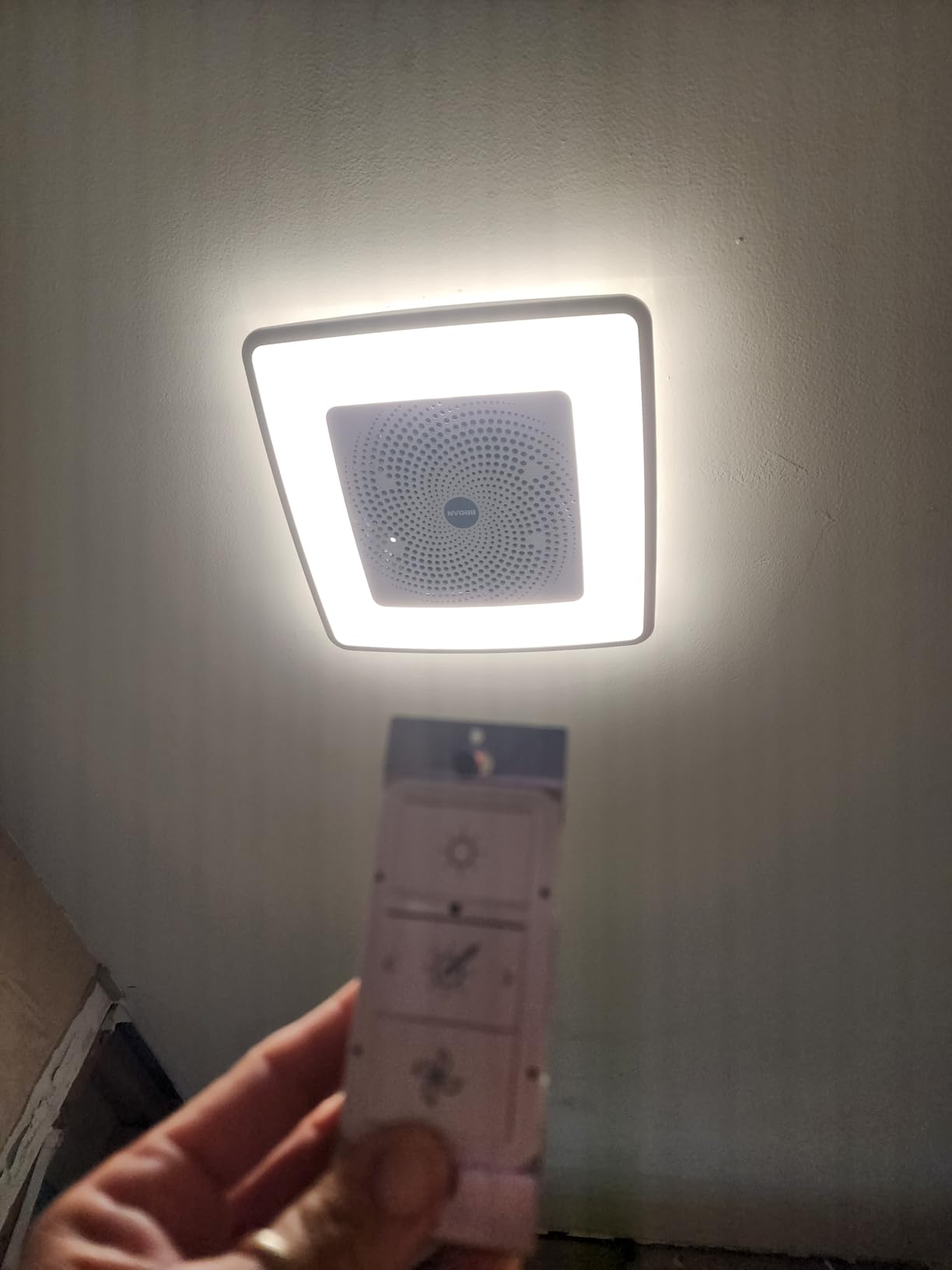 Broan-NuTone ChromaComfort Bathroom Exhaust Fan with Bluetooth Speaker, Powerful 110CFM/1.5 Sones, 24-color LED Light, SPK110RGBL, Wall Switch - Customer Photo 1