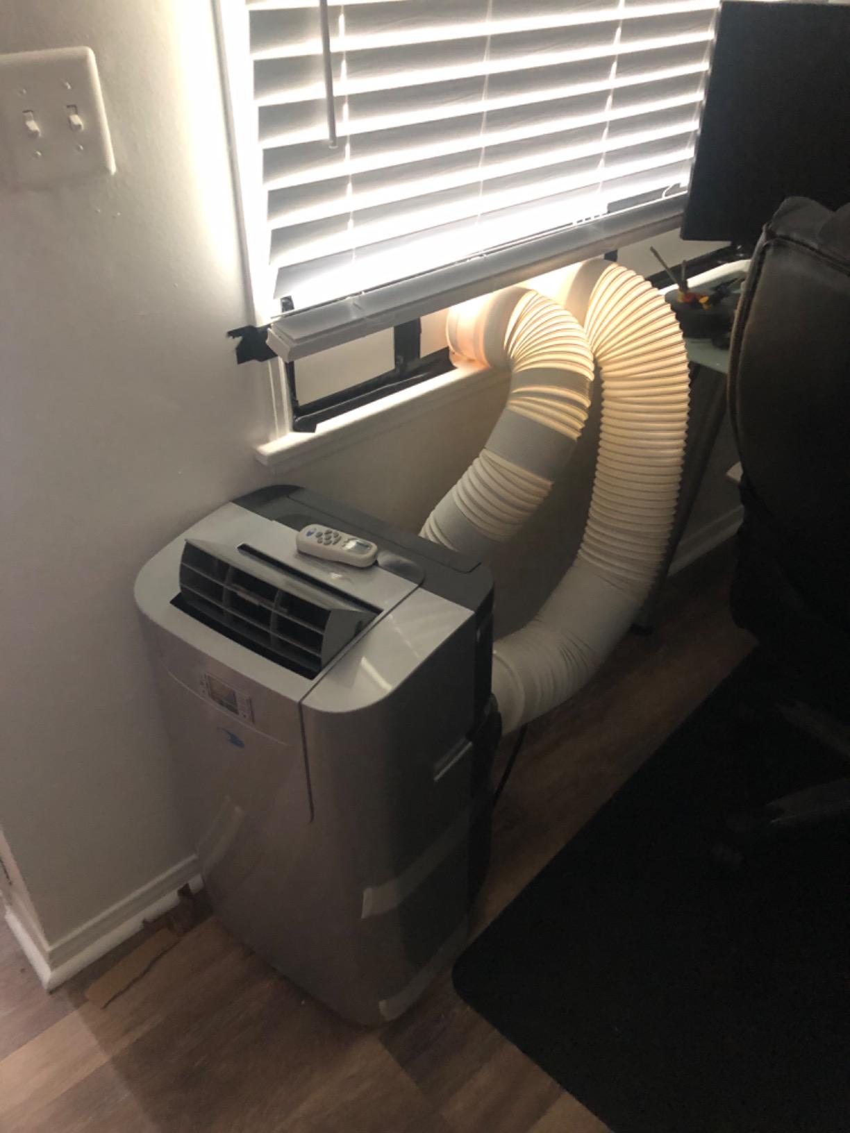 Whynter Portable Air Conditioner 12,000 BTU with Dual Hose Dehumidifier & Cooling Fan for 400 Sq Ft Rooms, Includes AC Unit Window Kit Elite ARC-122DS (7,000 SACC), Silver Customer Review Whynter Portable Air Conditioner 12,000 BTU with Dual Hose Dehumidifier & Cooling Fan for 400 Sq Ft Rooms, Includes AC Unit Window Kit Elite ARC-122DS (7,000 SACC), Silver - Customer Photo 1