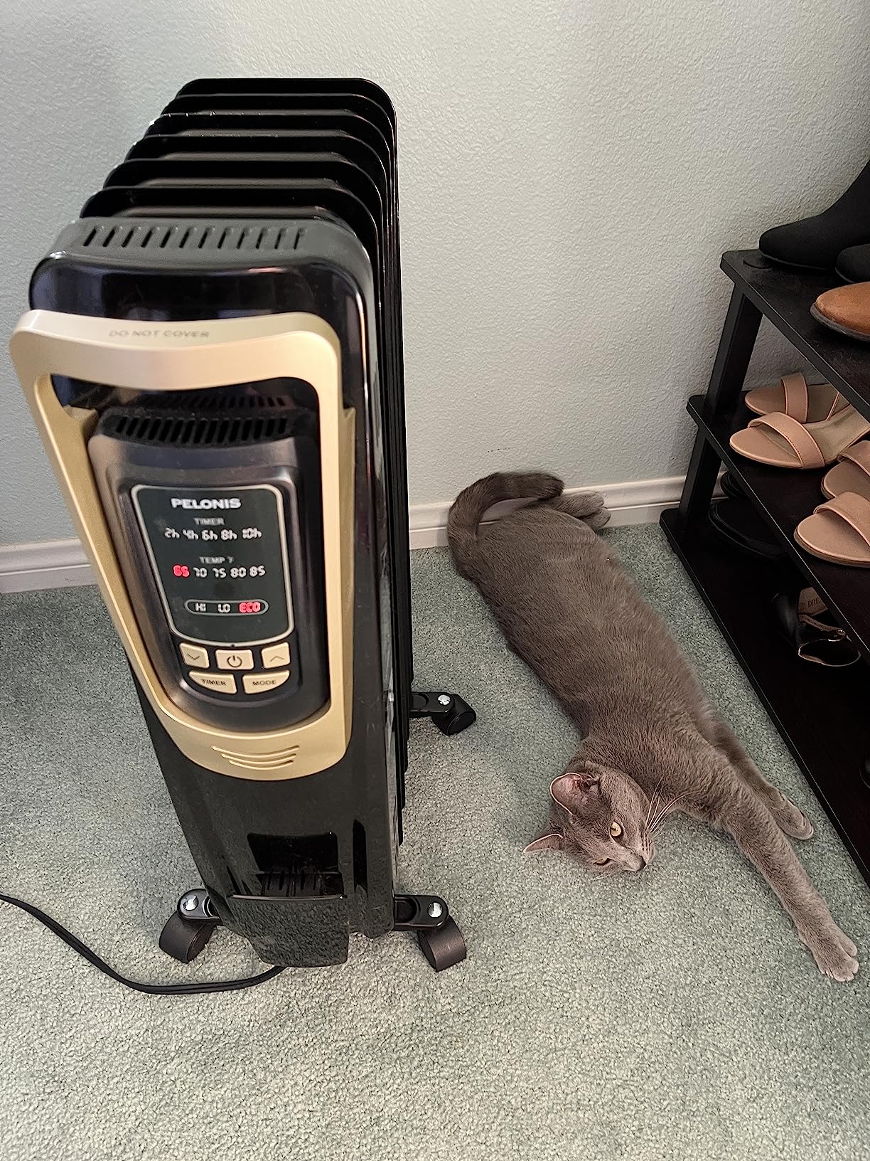 PELONIS Radiator Heater for indoor use Large Room with Remote, Thermostat & LED Display, Quiet Oil Filled Heater with 5 Temperature Settings, Overheat & Tip-Over Protection, Silver - Customer Photo 4