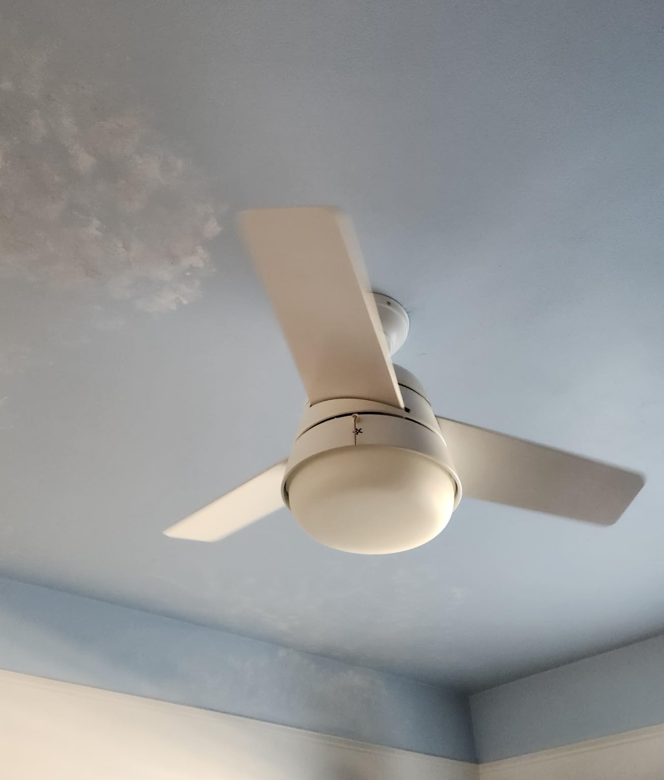 Hunter 36 inch Small Indoor Ceiling Fan with LED Light and Pull Chain - Modern Ceiling Fan, Standard Mount, 3 Blades, For Bedroom, Home Office, or Laundry Room, Quiet - Aker 59301, Fresh White - Customer Photo 1