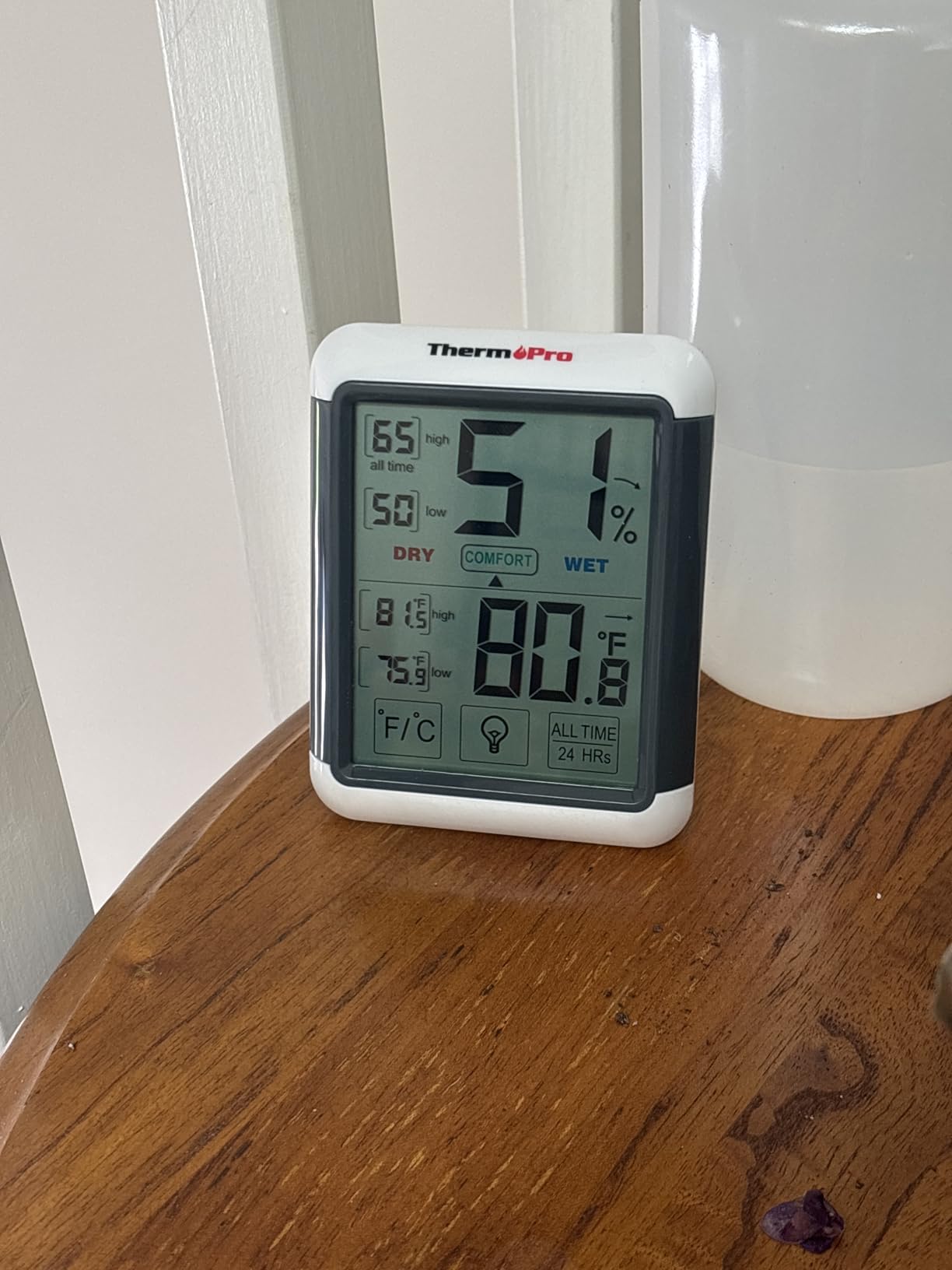ThermoPro TP55 Digital Indoor Hygrometer Thermometer, 4-Inch Temperature / Humidity Monitor with Touchscreen and Backlit, Indoor Room Thermometer / Humidity Meter for House Home Greenhouse - Customer Photo 2