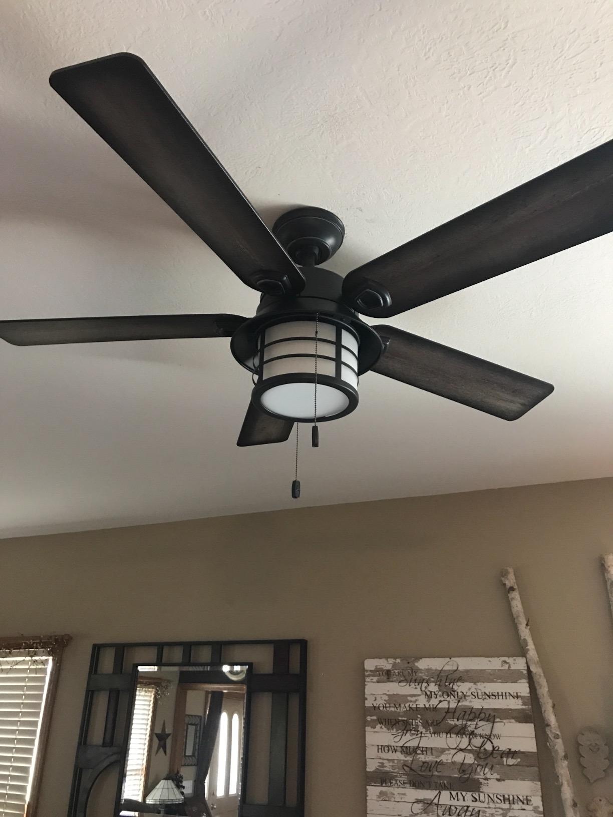 Hunter Fan Company Key Biscayne 54-inch Indoor/Outdoor Onyx Bengal Rustic Ceiling Fan With Bright LED Light Kit, Pull Chains, and Reversible WhisperWind Motor Included Customer Review Hunter Fan Company Key Biscayne 54-inch Indoor/Outdoor Onyx Bengal Rustic Ceiling Fan With Bright LED Light Kit, Pull Chains, and Reversible WhisperWind Motor Included - Customer Photo 2