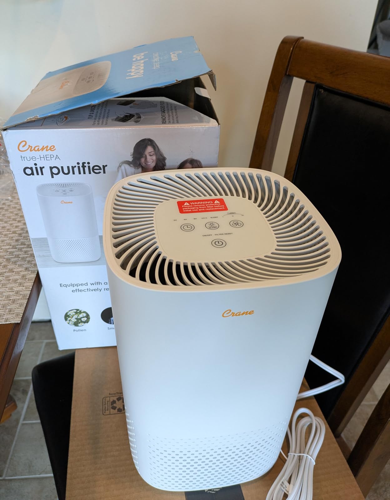 Crane True HEPA Air Purifier with UV Light, 3-Stage Filtration System with Pre-Filter, HEPA Filter, and UV Lamp, Air Cleaner for Bedroom, Nursery, or Office, Air Purifier for Wildfire Smoke Customer Review Crane True HEPA Air Purifier with UV Light, 3-Stage Filtration System with Pre-Filter, HEPA Filter, and UV Lamp, Air Cleaner for Bedroom, Nursery, or Office, Air Purifier for Wildfire Smoke - Customer Photo 3