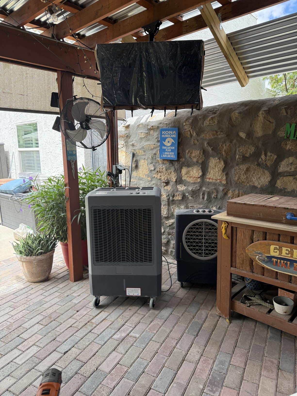 Portable Swamp Coolers - 1300 CFM MC18M Evaporative Air Cooler with 2-Speed Fan, 53.4 dB - 500 sq. ft. Coverage Evaporative Air Cooler Portable High Velocity Outdoor Cooling Fan by Hessaire - White - Customer Photo 1