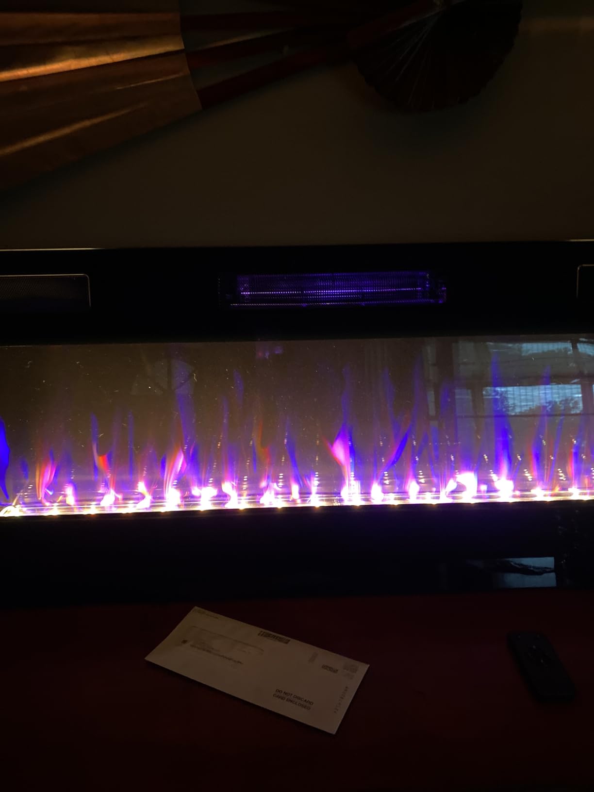 Electric Fireplace - 30 Inch Wall Mounted Fireplace - 13 Backlight Colors and Remote Controlled LED Flames, Heat, and Brightness by Northwest (Black) - Customer Photo 1