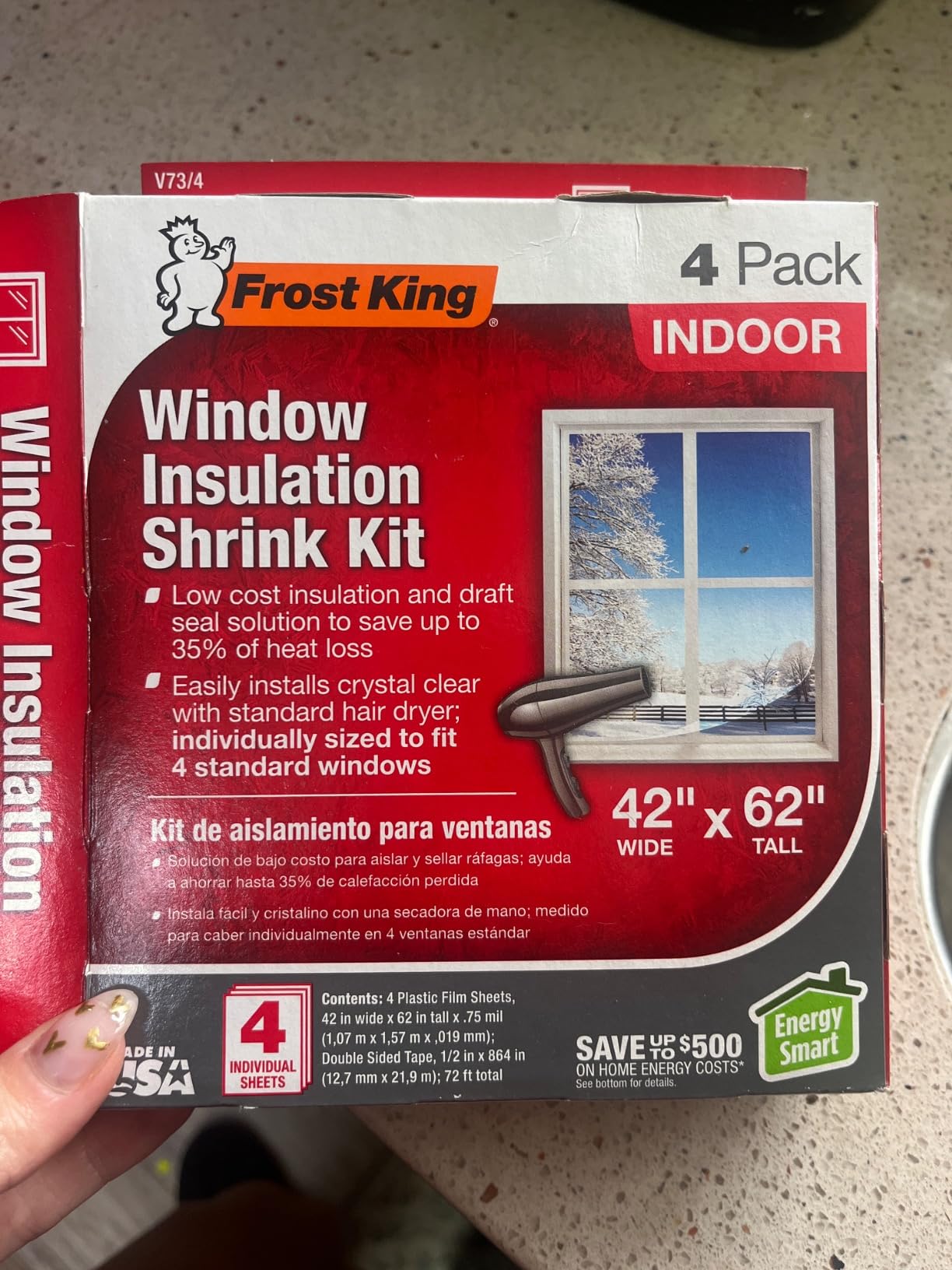 Frost King V73/4T Shrink Film Window KIT, 4-Pack, Clear, Transparent - Customer Photo 1