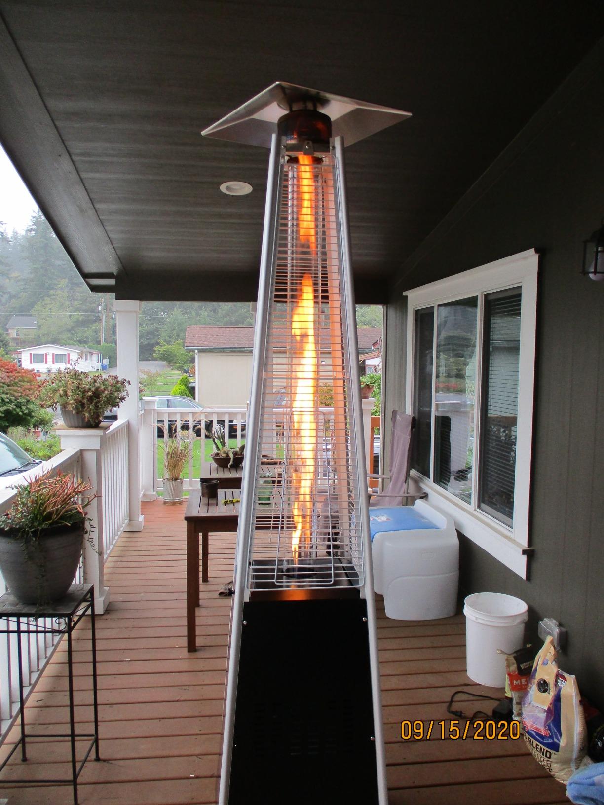 Pamapic Patio Heater, 48,000 BTU Pyramid Flame Outdoor Heater with Cover, Quartz Glass Tube Hammered Bronze Tower Propane Outdoor Heater with Wheels Customer Review Pamapic Patio Heater, 48,000 BTU Pyramid Flame Outdoor Heater with Cover, Quartz Glass Tube Hammered Bronze Tower Propane Outdoor Heater with Wheels - Customer Photo 4