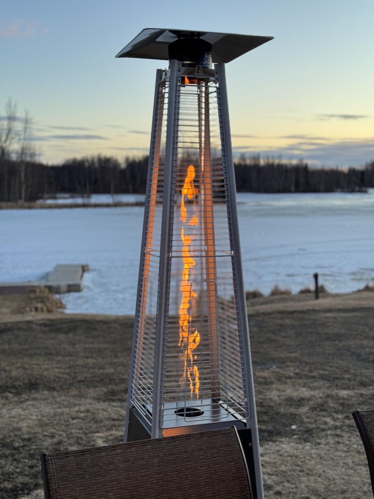 Pamapic Patio Heater with Cover, 48,000 BTU Pyramid Flame Outdoor Heater Quartz Glass Tube Propane - Customer Photo 2