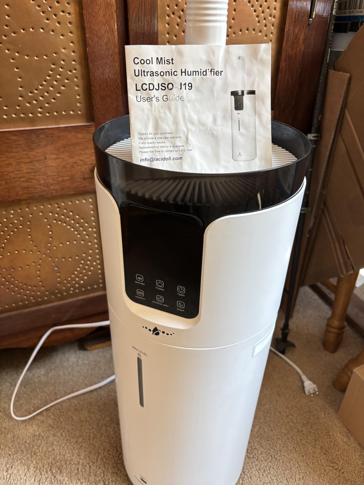 Humidifier Large Room, 4.2 Gal/16L Large Humidifier for 1500 sq.ft, 360° Nozzles Cool Mist Ultrasonic, Top Fill Tower Humidifiers for Bedroom Office Plant wholehouse with Extension Tube, Night Light - Customer Photo 2