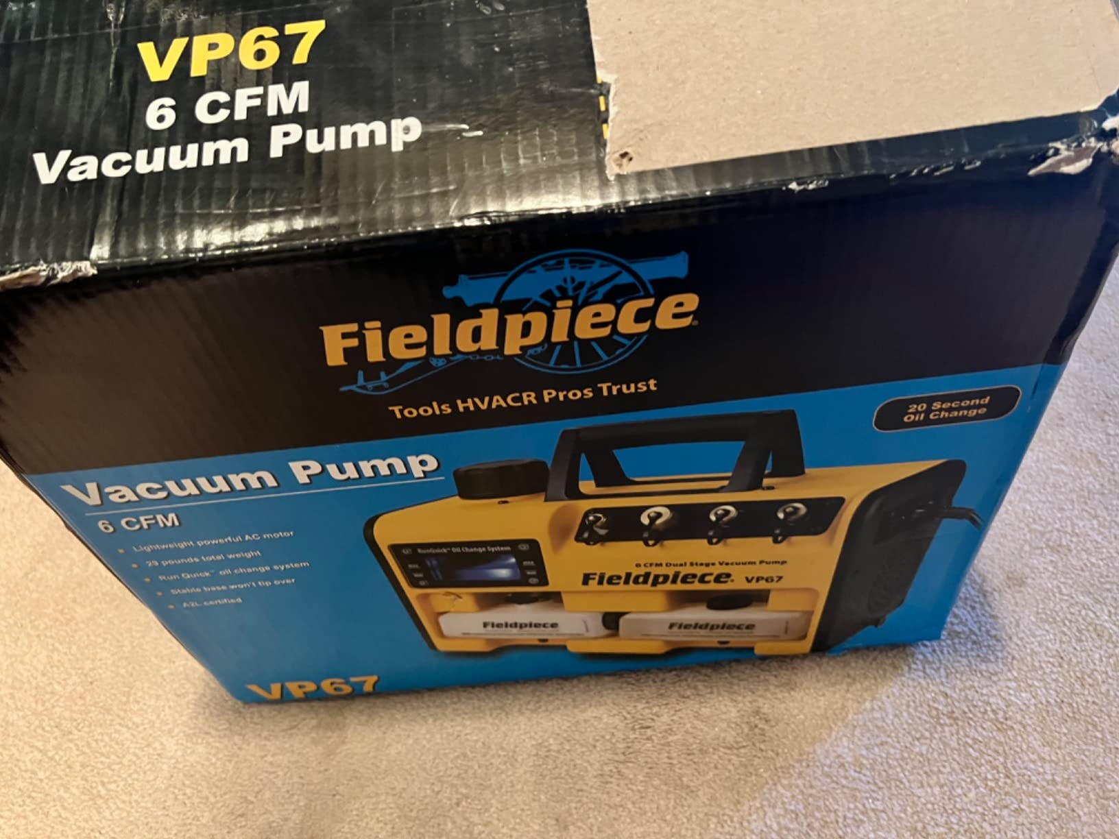 Fieldpiece VP67 Vacuum Pump – 6 CFM, 1/2 HP DC Motor, RunQuick Oil Change System – Portable - Professional HVAC Tool - A2L Compatible Customer Review Fieldpiece VP67 Vacuum Pump – 6 CFM, 1/2 HP DC Motor, RunQuick Oil Change System – Portable - Professional HVAC Tool - A2L Compatible - Customer Photo 2