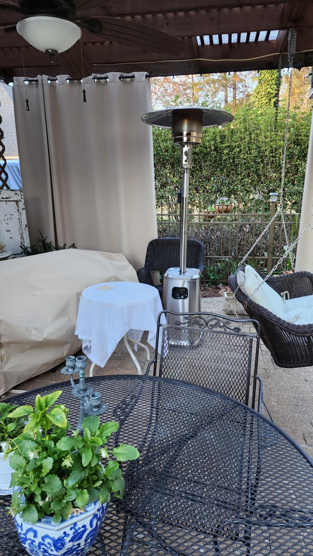 EAST OAK 50,000 BTU Patio Heater with Sand Box, Table Design, Double-Layer Stainless Steel Burner, Wheels, Triple Protection System, Outdoor Heater for Home and Residential, Pinecone Customer Review EAST OAK 50,000 BTU Patio Heater with Sand Box, Table Design, Double-Layer Stainless Steel Burner, Wheels, Triple Protection System, Outdoor Heater for Home and Residential, Pinecone - Customer Photo 5