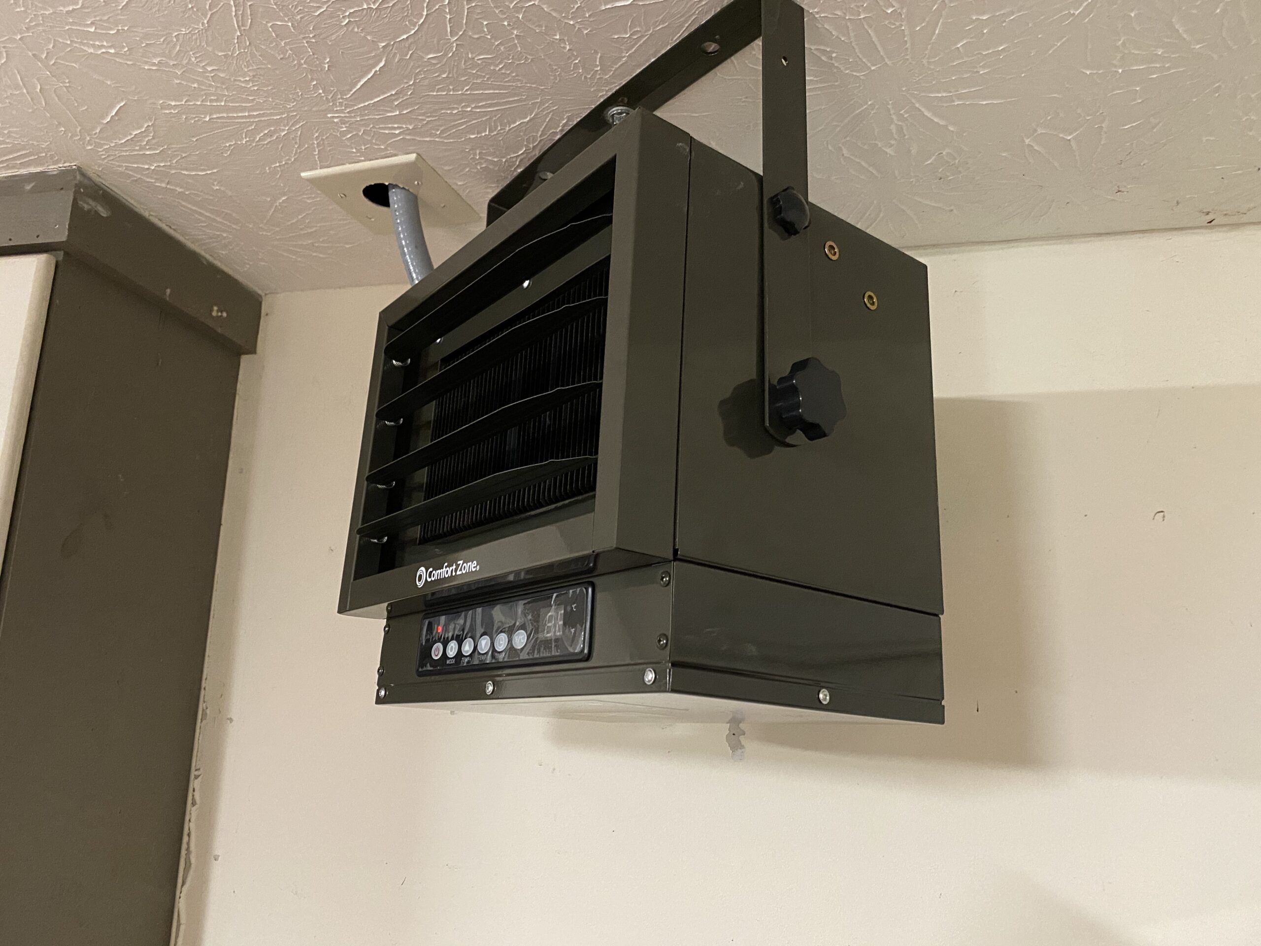 Comfort Zone Hard-Wired Ceiling Mount Garage Space Heater with Remote, 7,500 Watt, 240 Volt, Fan-Forced, Overheat Protection, Digital Thermostat, 12-Hour Timer, Ideal for Garage & Workshop, CZ230ERBK - Customer Photo 1