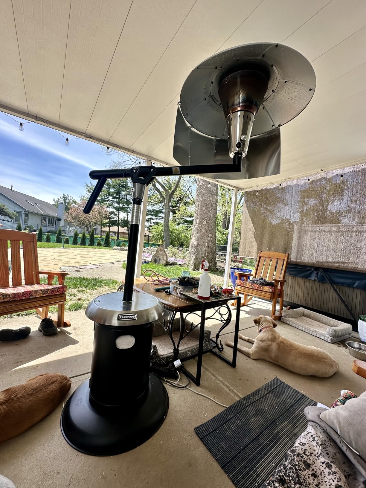 Cuisinart Perfect Position Propane Patio Heater, 38,200 BTU Powerful Directional Stainless Steel Outdoor Heater with Hidden Tank and Drink Table, Swivel Arm and Reflective Heat Shield - Customer Photo 2