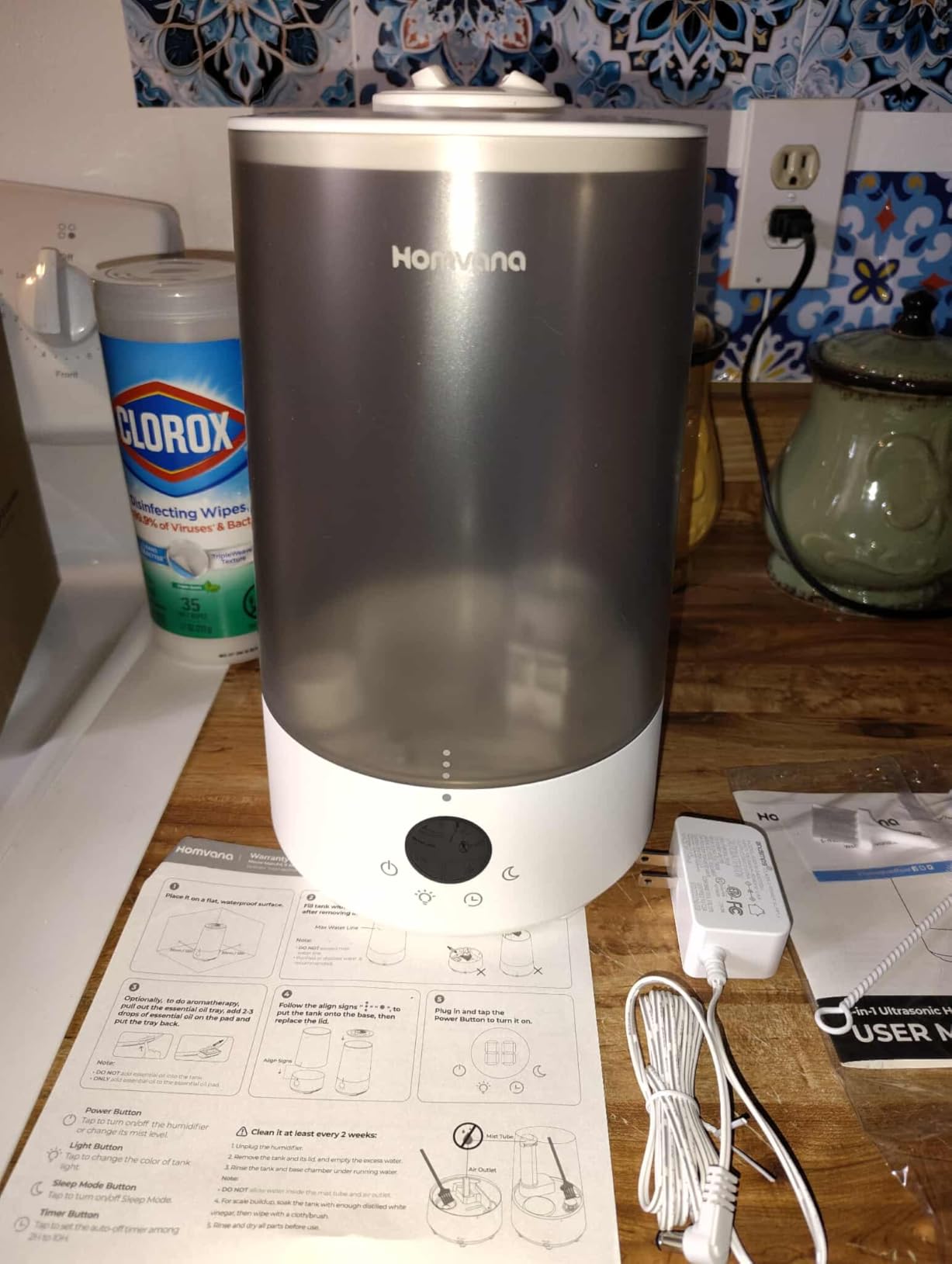 Homvana Humidifiers for Bedroom Home, 3.6 L Cool Mist Top-Fill 34H Super Long Time, Quiet 23dB, Baby Humidifier, Oil Diffuser for Large Room, Plants, Nursery, Office BPA FREE, 7 Color Light Ultrasonic Customer Review Homvana Humidifiers for Bedroom Home, 3.6 L Cool Mist Top-Fill 34H Super Long Time, Quiet 23dB, Baby Humidifier, Oil Diffuser for Large Room, Plants, Nursery, Office BPA FREE, 7 Color Light Ultrasonic - Customer Photo 1