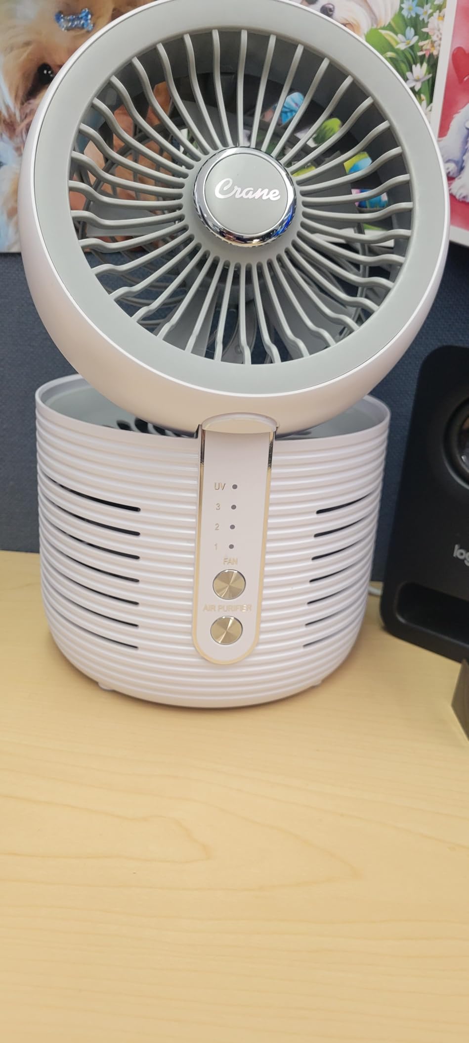 Crane 2-in-1 Air Purifier and Desk Fan Combo - Ideal for Office, Night Stand, Dorm, or Small Bedroom - HEPA Filter - Customer Photo 3