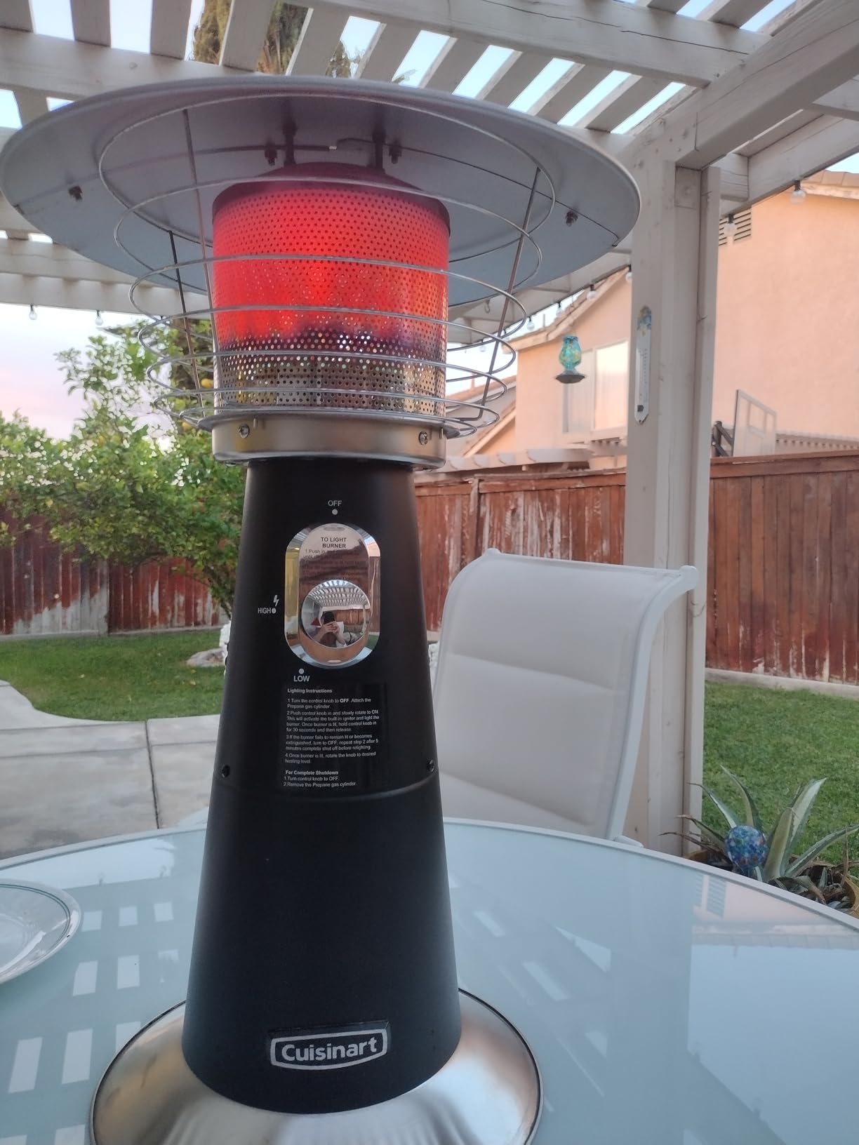 Cuisinart Portable Tabletop Patio Heater, 11,000 BTU Outdoor Propane Heater with Safety Tilt Switch and Adjustable Heat, Burner Screen Guard, 30 sq. Foot Heat Range, Black - Customer Photo 2
