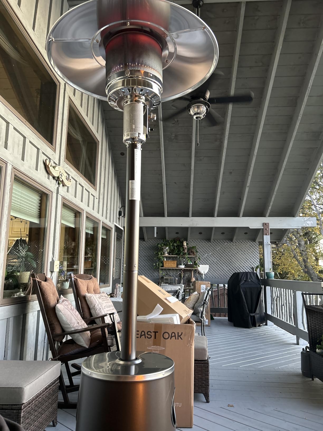 EAST OAK 50,000 BTU Patio Heater with Sand Box, Table Design, Double-Layer Stainless Steel Burner, Wheels, Triple Protection System, Outdoor Heater for Home and Residential, Polar Night - Customer Photo 1