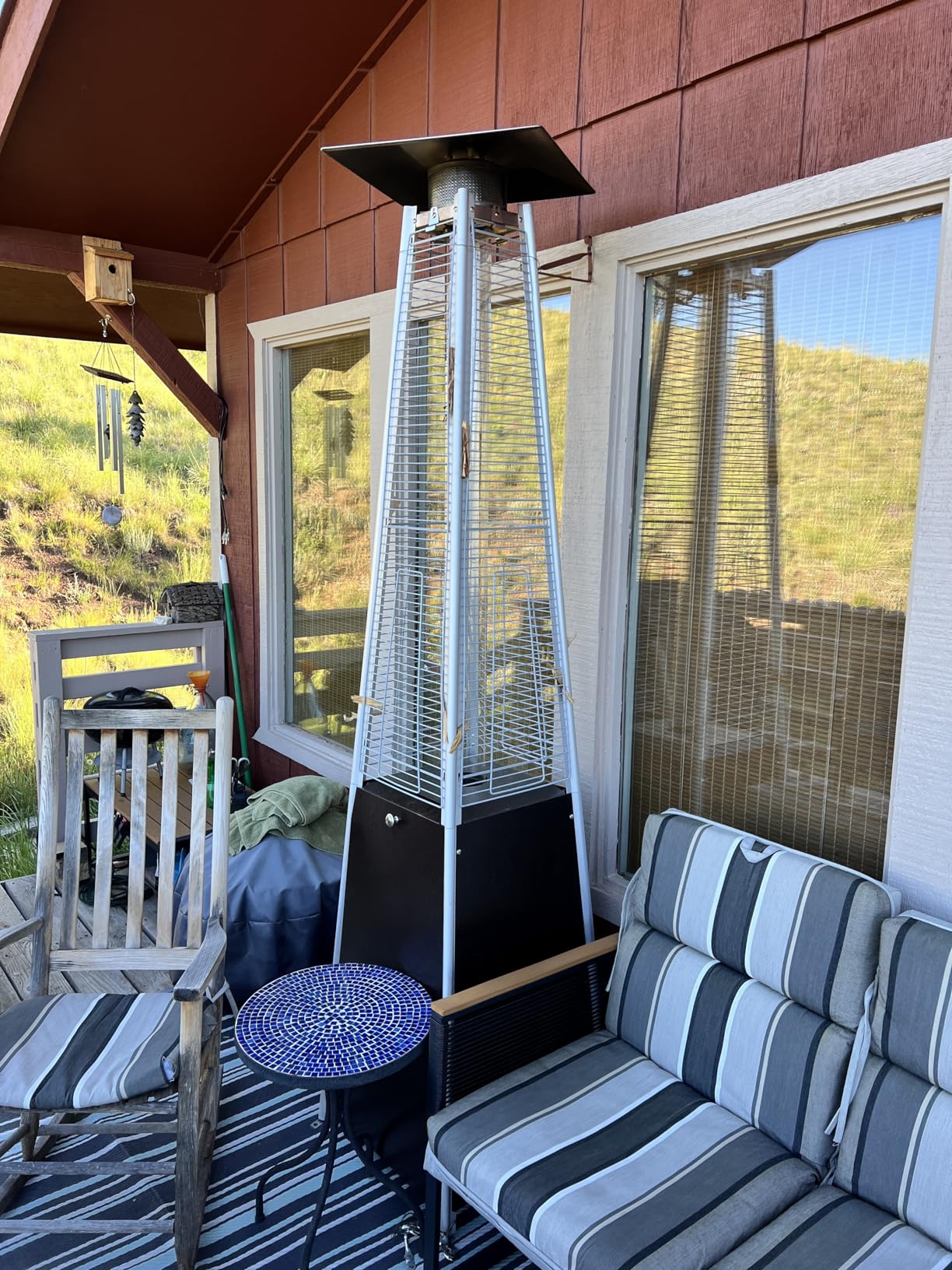 Hykolity Pyramid Patio Heater, 48000 BTU Glass Tube Propane Patio Heater with Wheels and Cover, Outdoor Propane Heaters for Patio, Backyard, Garden, Porch, and Pool, Bronze - Customer Photo 1