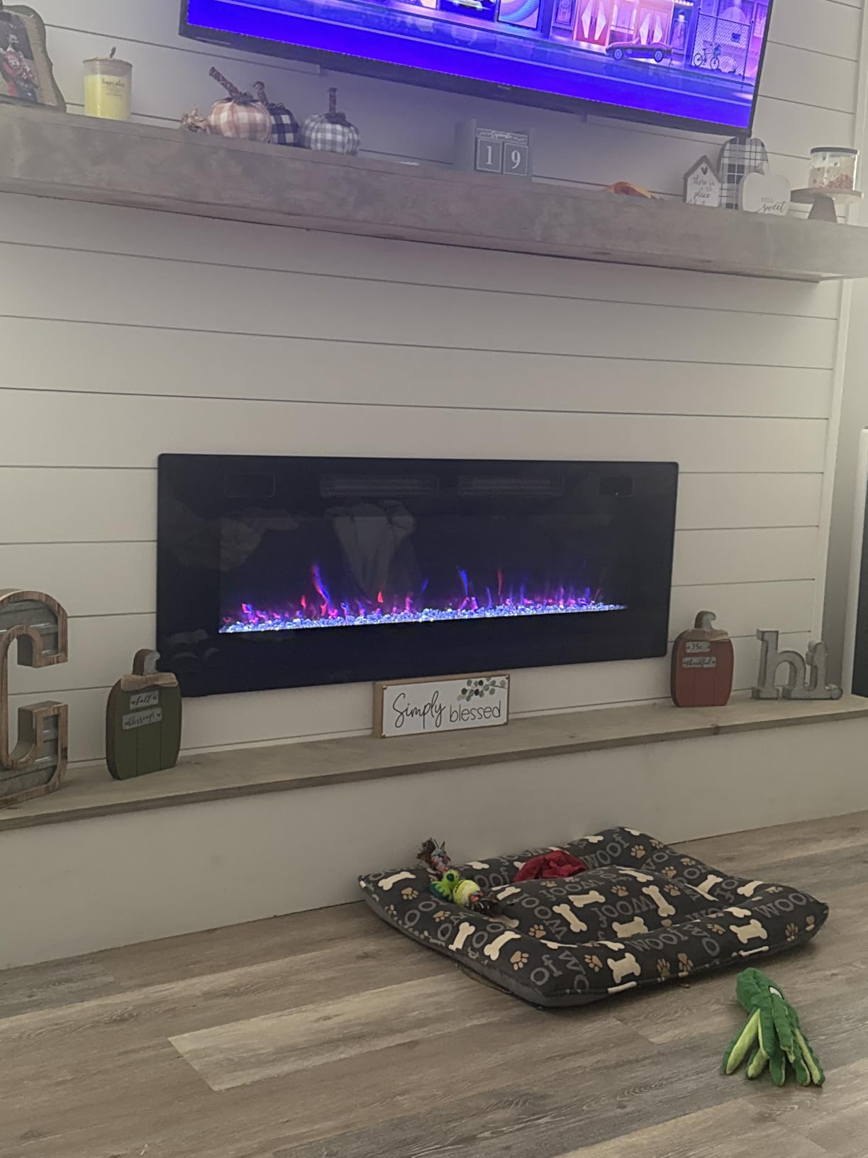 72 inches Electric Fireplace-Wall Fireplace for Living Room-Fireplace Freestanding/Inserts/Wall Mounted with Remote Control, Timer, Dimmer, 12 Flame Colors, 750/1500W, Ultra Thin - Customer Photo 1