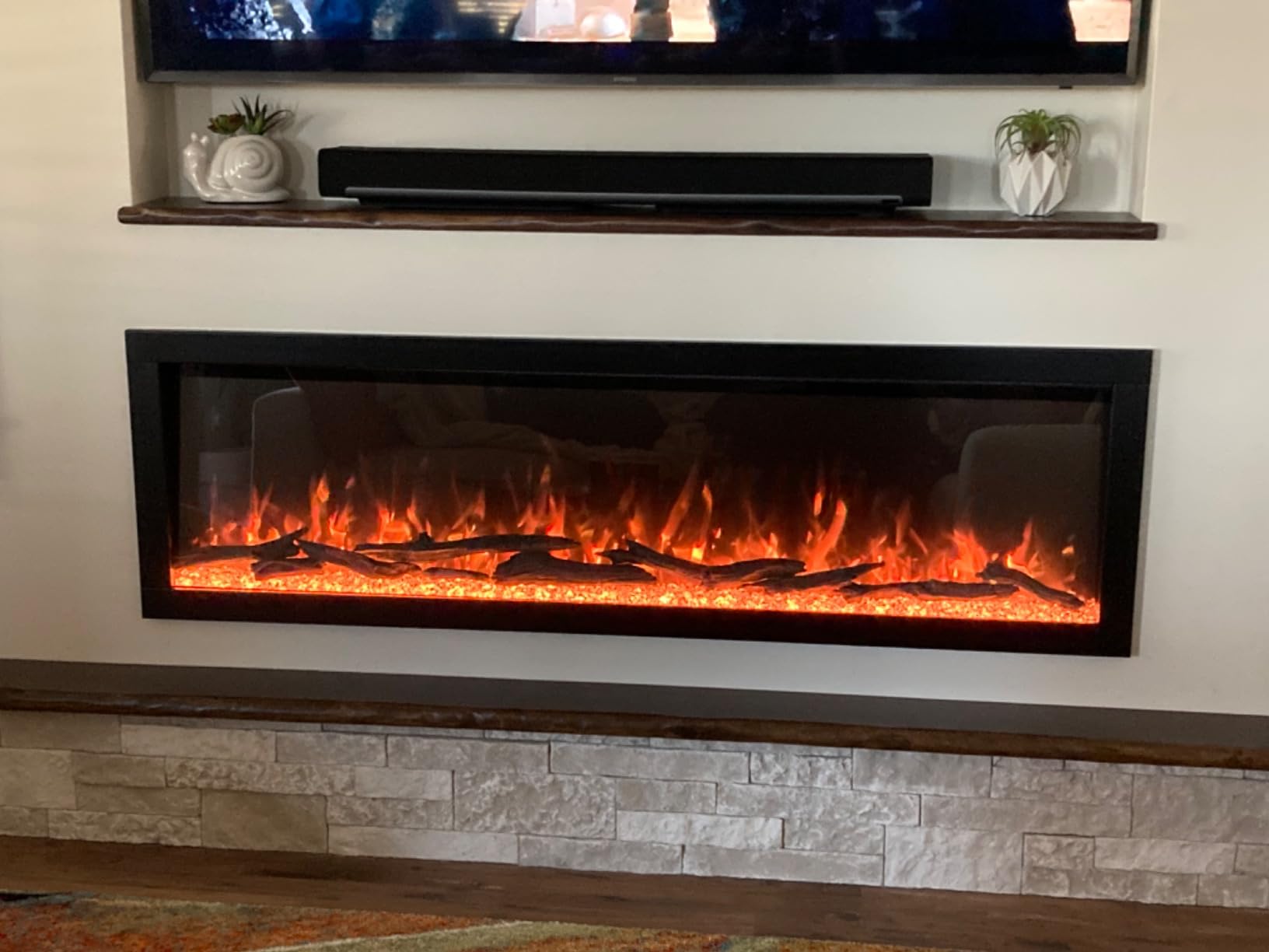 Modern Ember Highmark 50 Inch Smart Linear Electric Fireplace - Premium Flame with 10 Colors, Sleek Hidden Vent Design, Install Recessed in-Wall or Wall-Mount, WiFi Enabled - Customer Photo 1