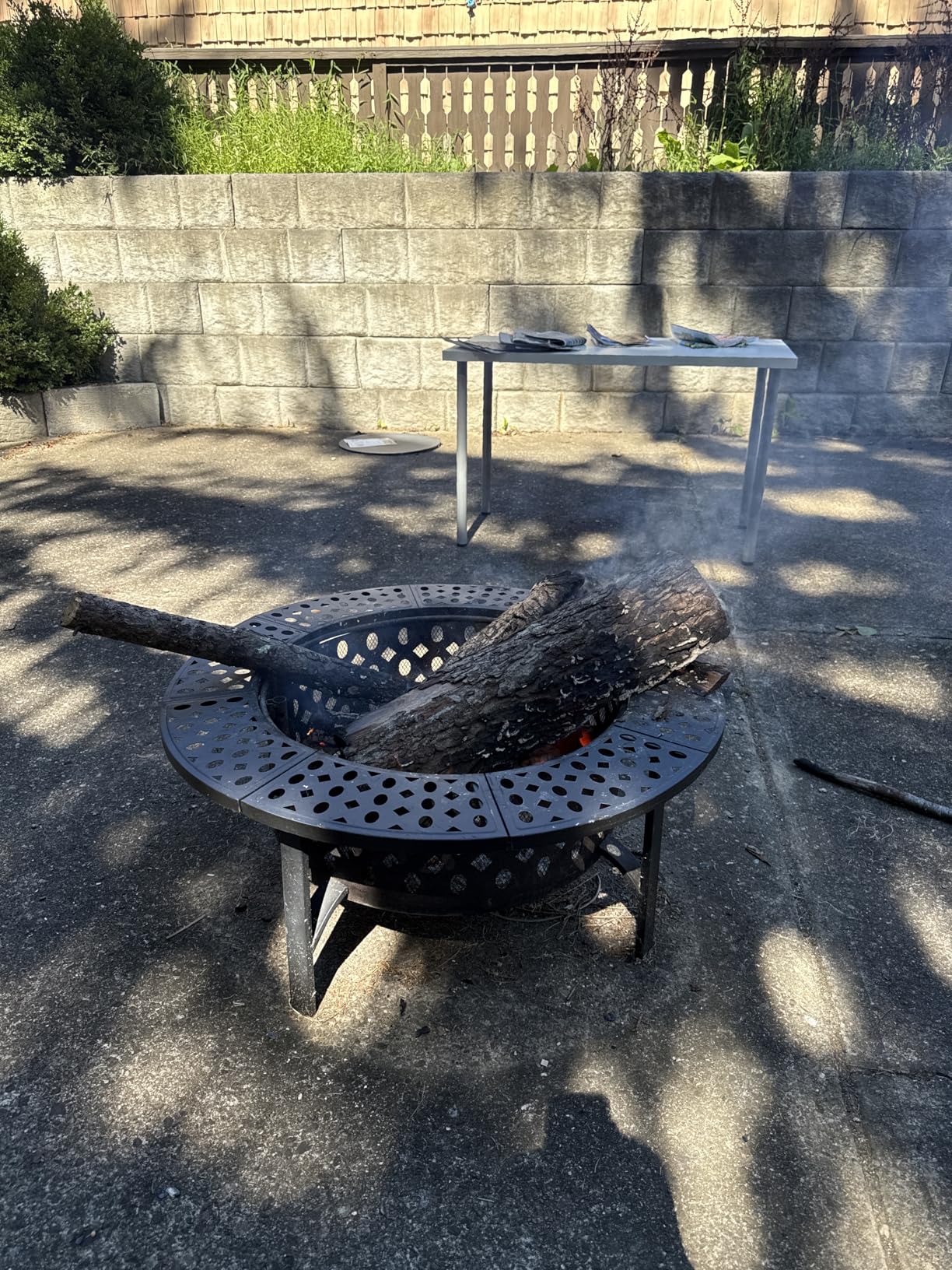 36 Inch Fire Pit with 2 Grills, Wood Burning Fire Pits for Outside with Lid, Poker and Round Waterproof Cover, BBQ& Outdoor Firepit & Round Metal Table 3 in 1 for Patio, Picnic, Party - Customer Photo 2