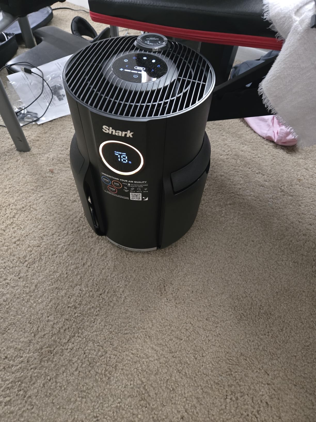 Shark Air Purifier for Home, NeverChange Max, 1,300 sq. ft. for Large Room, Kitchen, Home Office, HEPA-Exceeding Filter, Captures Pollutants, Pet Dander, Dust, Odor, Smoke, and More, HP301, Grey Customer Review Shark Air Purifier for Home, NeverChange Max, 1,300 sq. ft. for Large Room, Kitchen, Home Office, HEPA-Exceeding Filter, Captures Pollutants, Pet Dander, Dust, Odor, Smoke, and More, HP301, Grey - Customer Photo 5