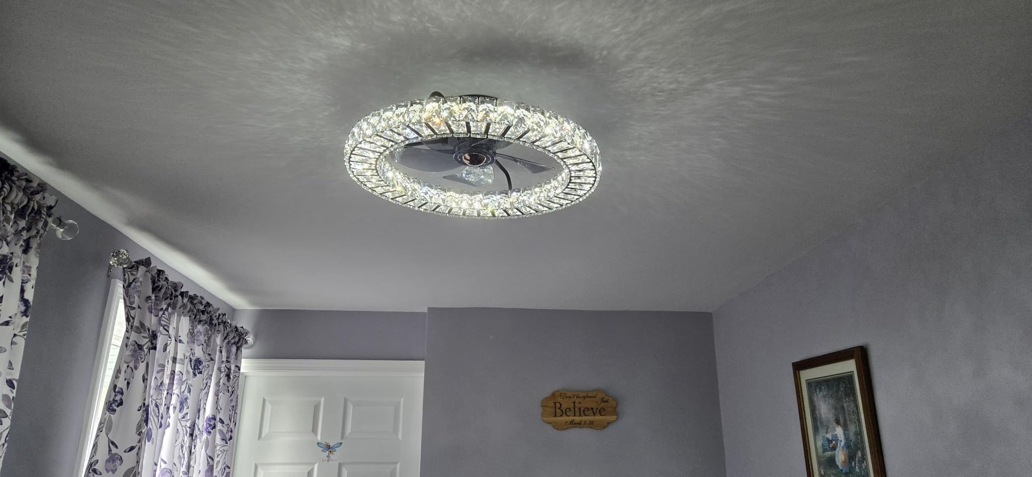 Flush Mount Ceiling Fan with Light, 22