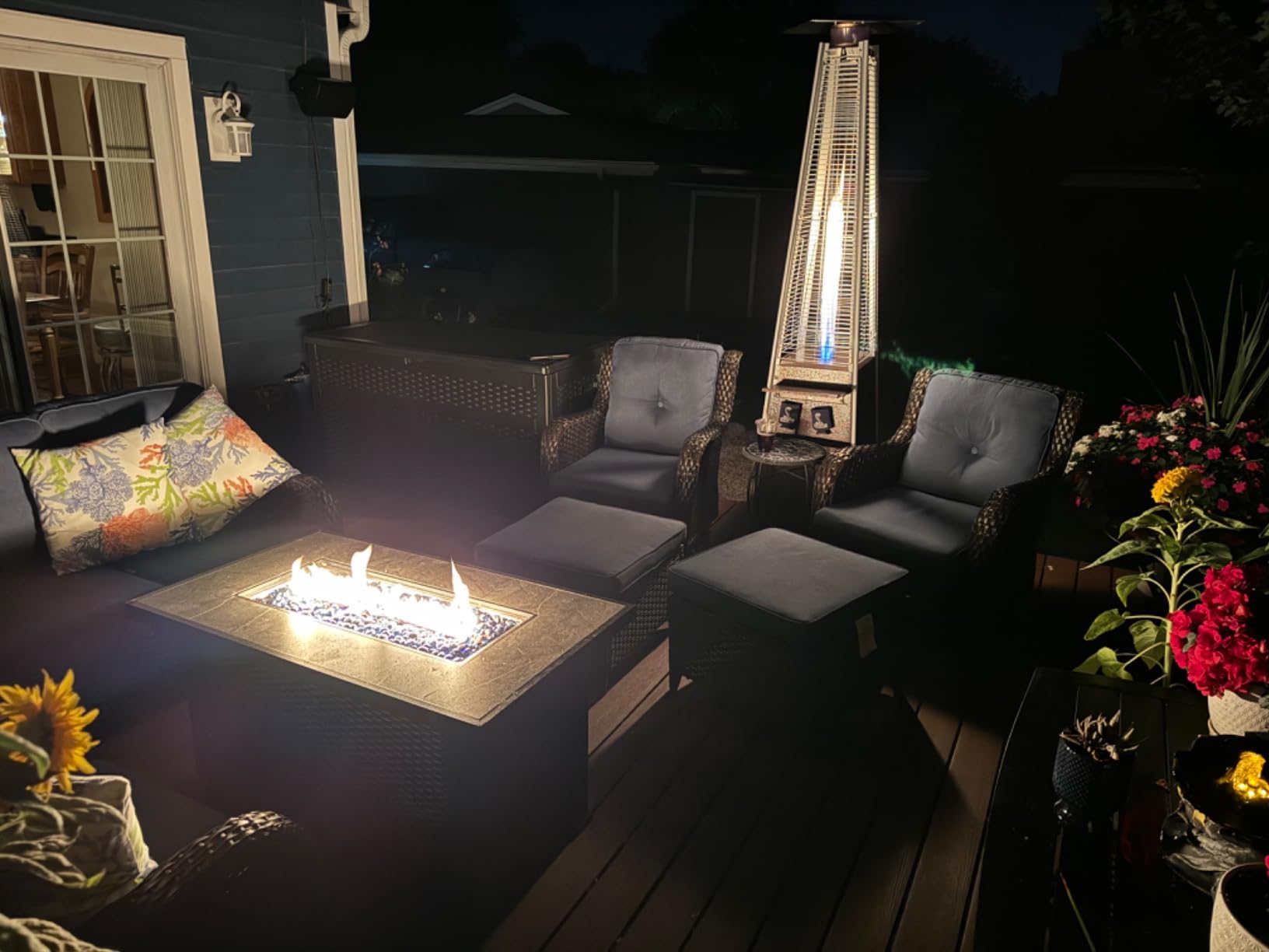 FOOWIN Patio Heater,48,000 BTU Outdoor Patio Heater with Wheels,Propane Patio Heater w/Waterproof Cover & Gloves,Quartz Glass Tube Pyramid Patio Heater for Outdoor Use,Party,Backyard,Garden,Bronze - Customer Photo 1