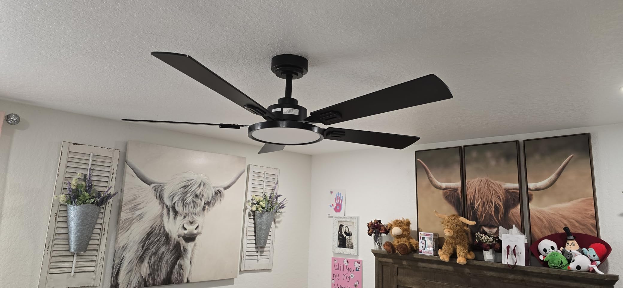 addlon Ceiling Fans with Lights, 52 inch Black Ceiling fan with Light and Remote Control, Reversible, 3CCT, Dimmable, Noiseless, Ceiling Fan for Bedroom, Farmhouse, living room, Indoor/Outdoor Use Customer Review addlon Ceiling Fans with Lights, 52 inch Black Ceiling fan with Light and Remote Control, Reversible, 3CCT, Dimmable, Noiseless, Ceiling Fan for Bedroom, Farmhouse, living room, Indoor/Outdoor Use - Customer Photo 2
