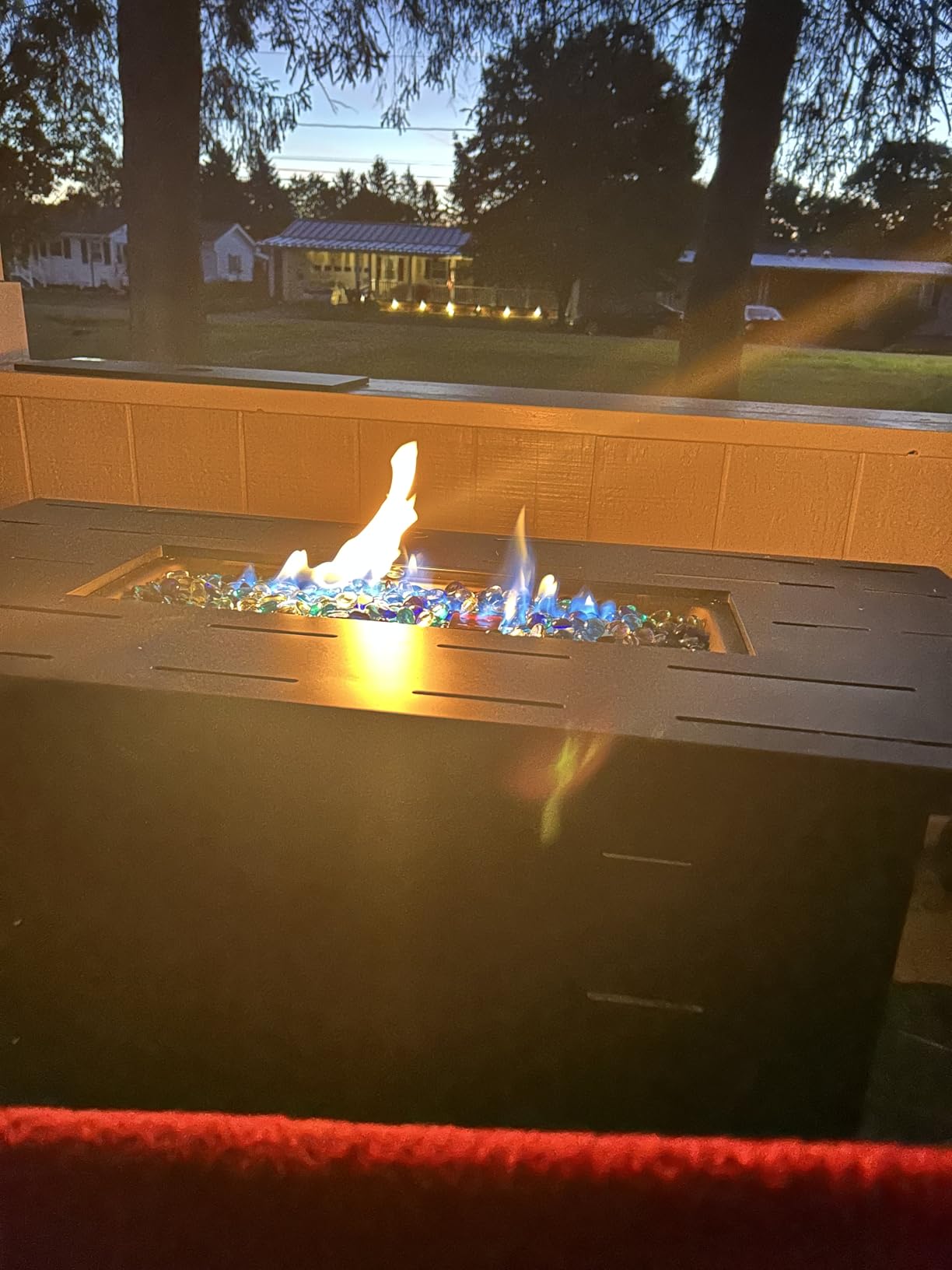 Walsunny 43 inch Outdoor Propane Fire Pit 50,000 BTU Gas Fire Pit Table with Lid, Waterproof Cover, Rectangle Gas Firepit Table for Garden/Patio, CSA Certification - Customer Photo 1