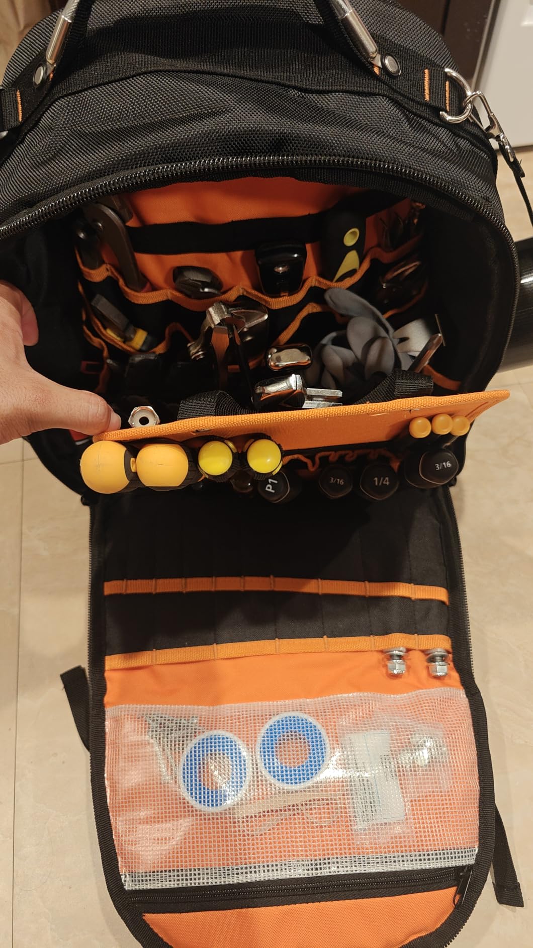 96-Pocket Tool Backpack Heavy Duty, Large Tool Bag Backpack for Men Women, Hvac Tool Bag Organizer, Tool Backpack with Laptop Compartment & Molded Base for Electrician Construction Customer Review 96-Pocket Tool Backpack Heavy Duty, Large Tool Bag Backpack for Men Women, Hvac Tool Bag Organizer, Tool Backpack with Laptop Compartment & Molded Base for Electrician Construction - Customer Photo 2