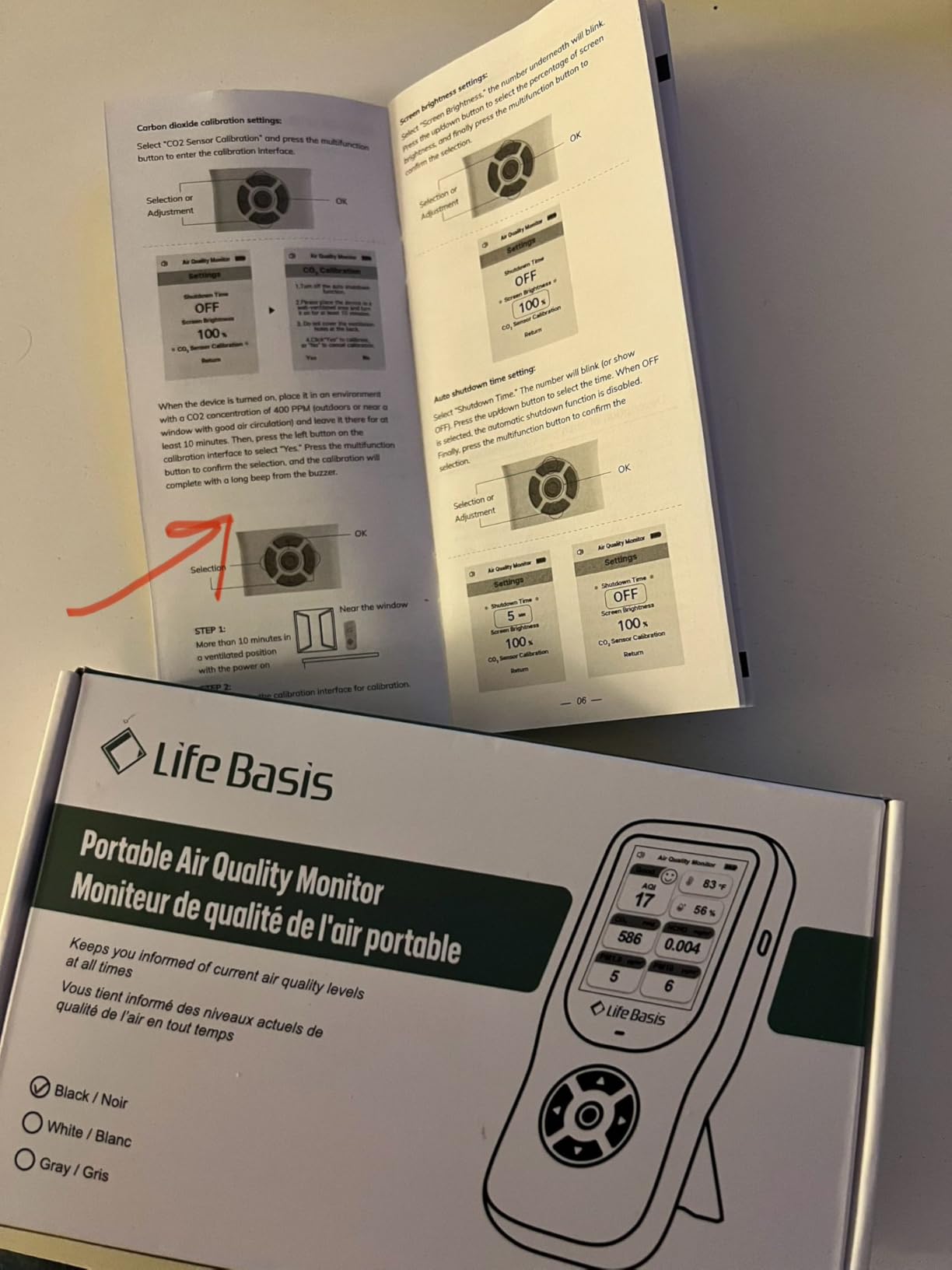 LifeBasis Air Quality Monitor Indoor, 11-in-1 Air Quality Detector with Stand, Real-Time Air Meter Test AQI, PM1.0, PM2.5, PM10, CO2, TVOC, HCHO, Particles, Temperature and Humidity, Dual Alert -Black - Customer Photo 1