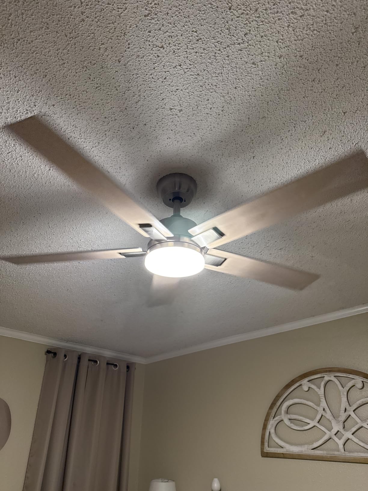 52 Inch Ceiling Fans with Lights and Remote, Brushed Nickel Ceiling Fan, 6 Speed Reversible DC Motor, 3CCT Dimmable LED, Modern Design for Bedroom, Living room & Covered Outdoor,Includes Downrod Customer Review 52 Inch Ceiling Fans with Lights and Remote, Brushed Nickel Ceiling Fan, 6 Speed Reversible DC Motor, 3CCT Dimmable LED, Modern Design for Bedroom, Living room & Covered Outdoor,Includes Downrod - Customer Photo 1