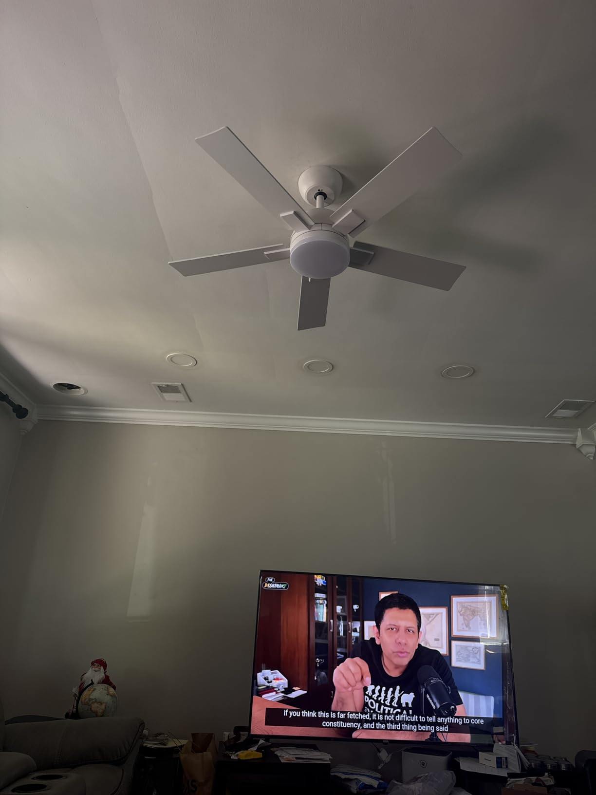 52 Inch Ceiling Fans with Lights and Remote, Brushed Nickel Ceiling Fan, 6 Speed Reversible DC Motor, 3CCT Dimmable LED, Modern Design for Bedroom, Living room & Covered Outdoor,Includes Downrod Customer Review 52 Inch Ceiling Fans with Lights and Remote, Brushed Nickel Ceiling Fan, 6 Speed Reversible DC Motor, 3CCT Dimmable LED, Modern Design for Bedroom, Living room & Covered Outdoor,Includes Downrod - Customer Photo 2