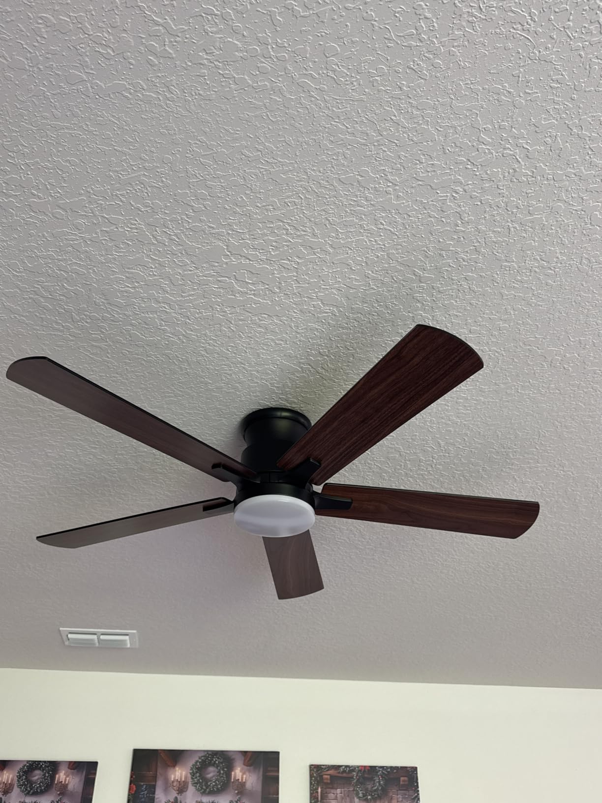 Ceiling Fans with Lights 52 Inch, Flush Mount, Remote Control, 3CCT Dimmable, 6 Speeds, Quiet Reversible DC Motor, Low Profile Hugger Black Ceiling Fan for Bedroom, Living Room, Indoor/Outdoor, ETL Customer Review Ceiling Fans with Lights 52 Inch, Flush Mount, Remote Control, 3CCT Dimmable, 6 Speeds, Quiet Reversible DC Motor, Low Profile Hugger Black Ceiling Fan for Bedroom, Living Room, Indoor/Outdoor, ETL - Customer Photo 1