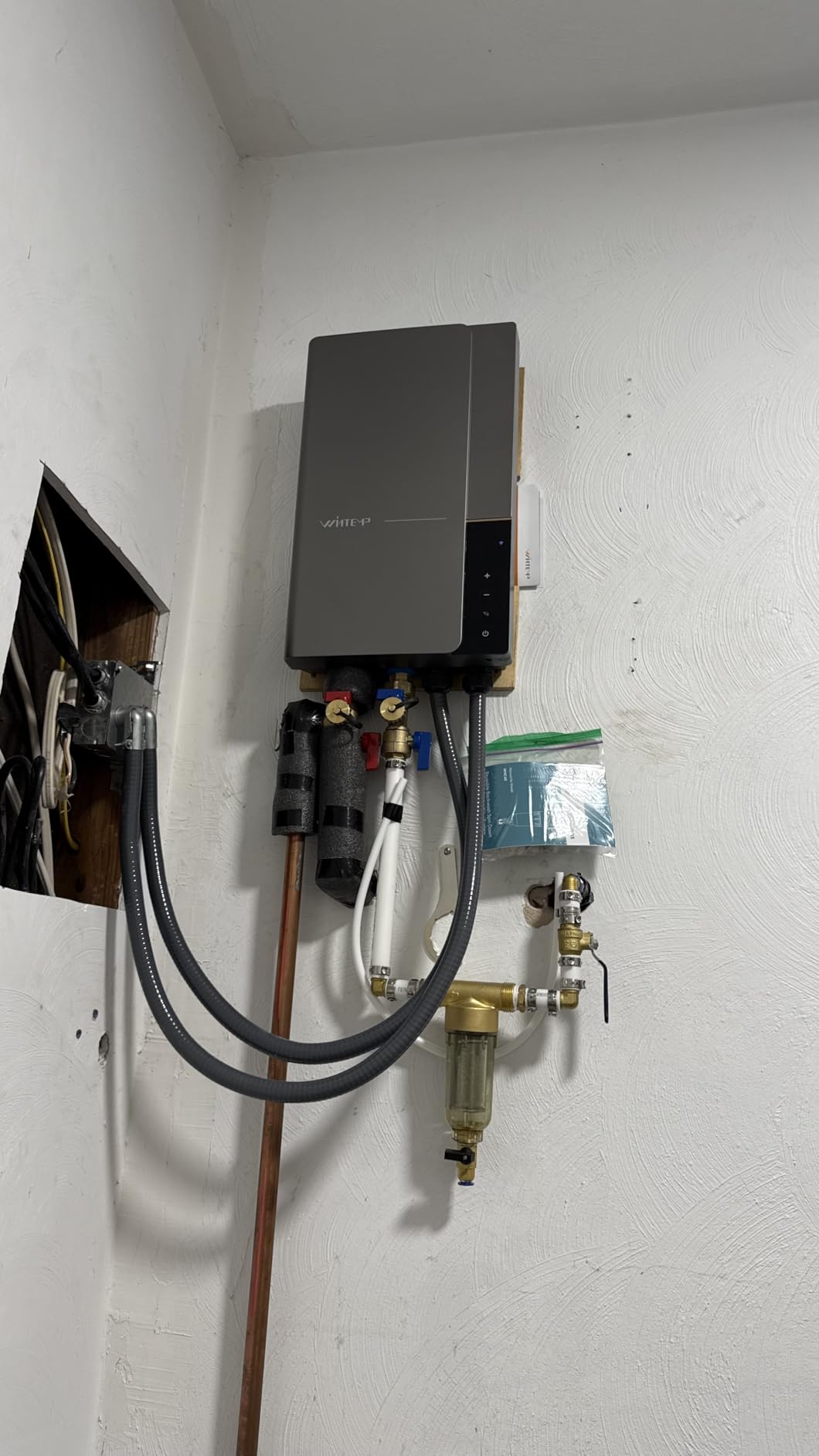 Electric Tankless Water Heater WINTEMP 27kW 240V, Whole House Hot Water Supply, On Demand Instant Endless Water Heater, with LED Temperature Display, WiFi Control, Up to 6.3 GPM, ETL Certified Customer Review Electric Tankless Water Heater WINTEMP 27kW 240V, Whole House Hot Water Supply, On Demand Instant Endless Water Heater, with LED Temperature Display, WiFi Control, Up to 6.3 GPM, ETL Certified - Customer Photo 3