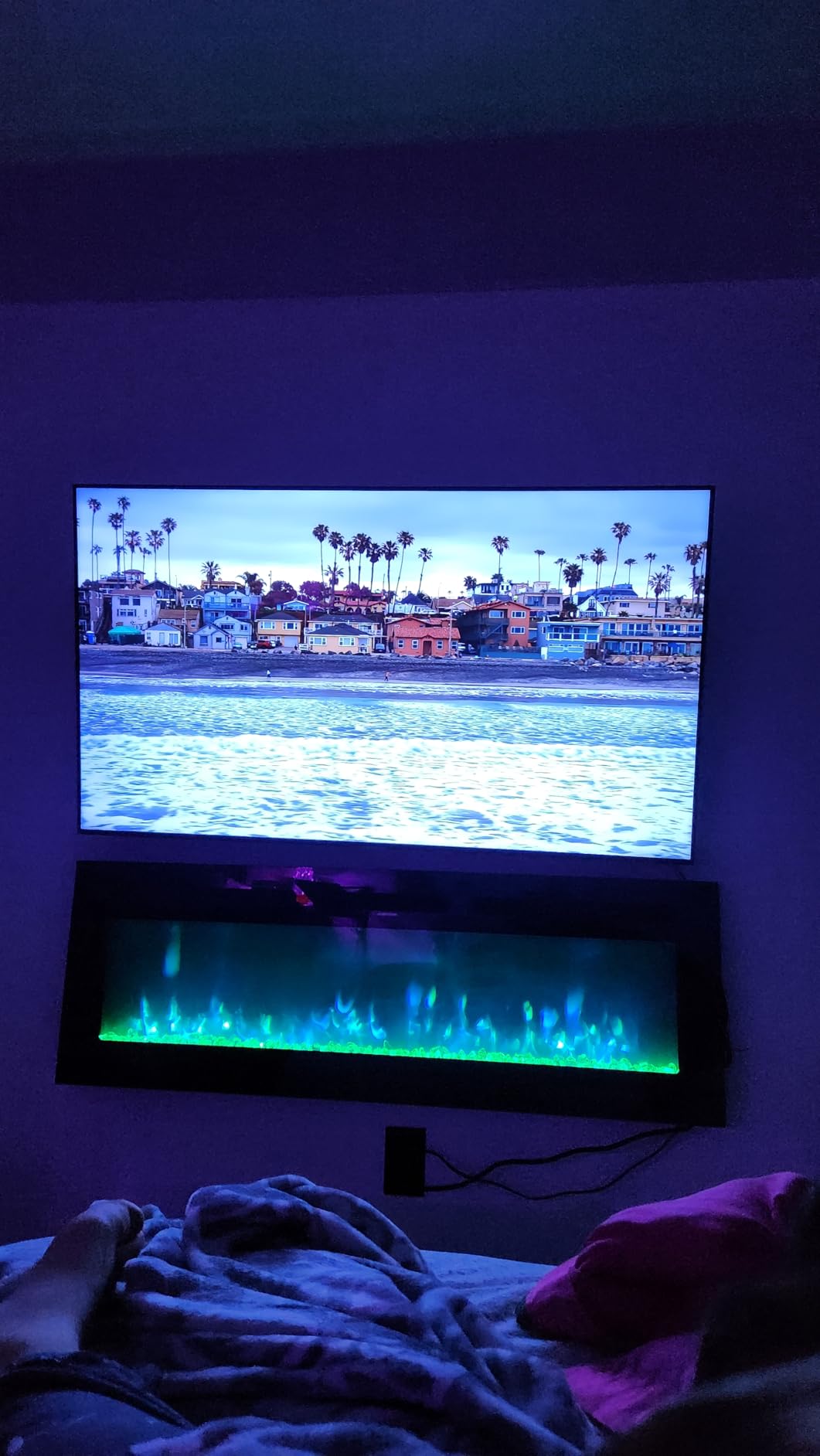 EUHOMY 50 Inch Electric Fireplace Wall Recessed and Wall Mounted with Adjustable Flame Color, Fireplace Heater with Remote Control, Linear Fireplace with Timer, Touch Screen, Log & Crystal, 750/1500W - Customer Photo 1