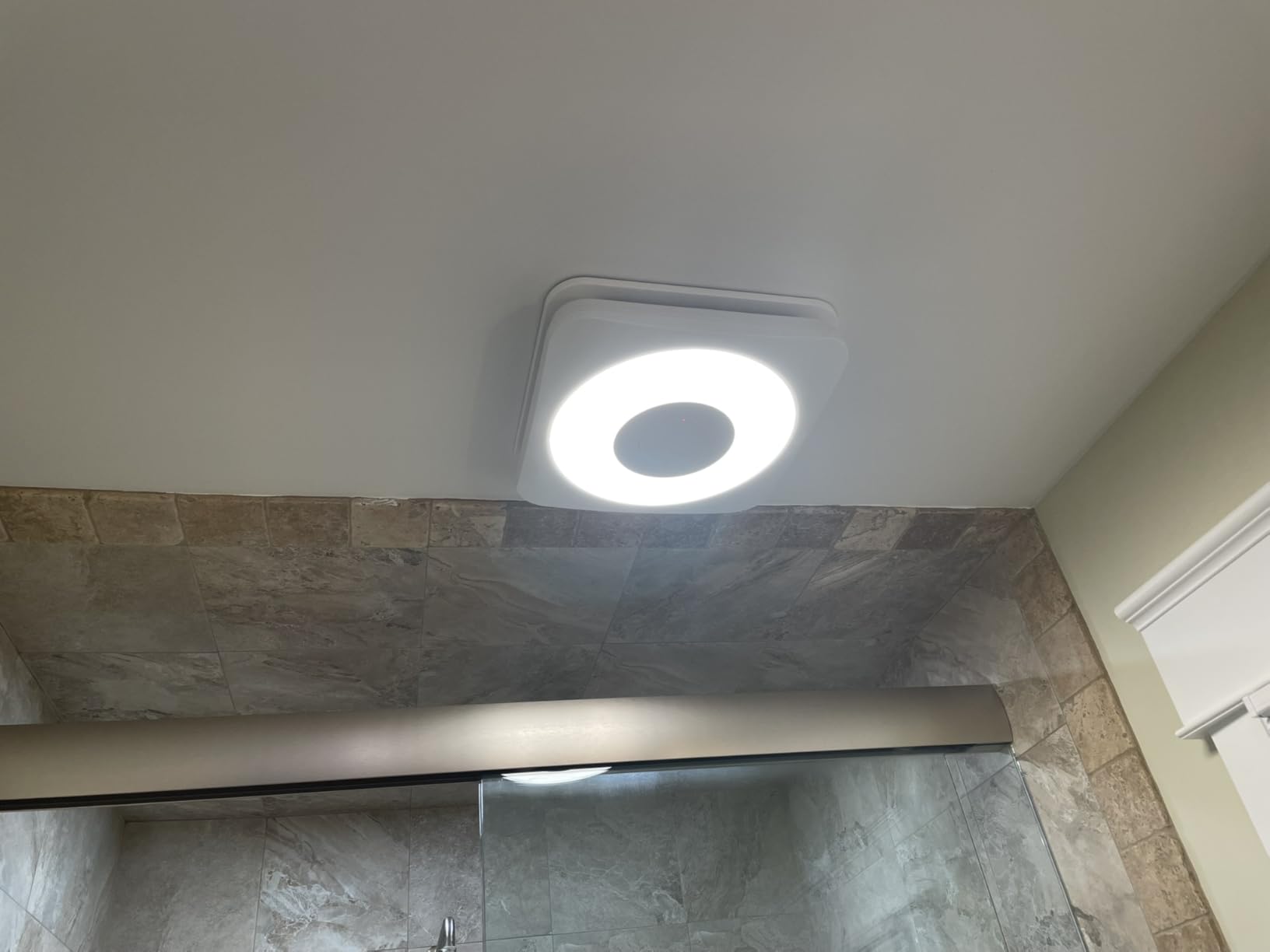 OREiN 4-in-1 Matter Smart Bathroom Exhaust Fan with Bluetooth Speaker, LED Light & Humidity Sensor, 110/160 CFM, Alexa/App/Remote Control, Auto-On at 60% Humidity, 1500LM, 2700K-6500K Adjustable - Customer Photo 2