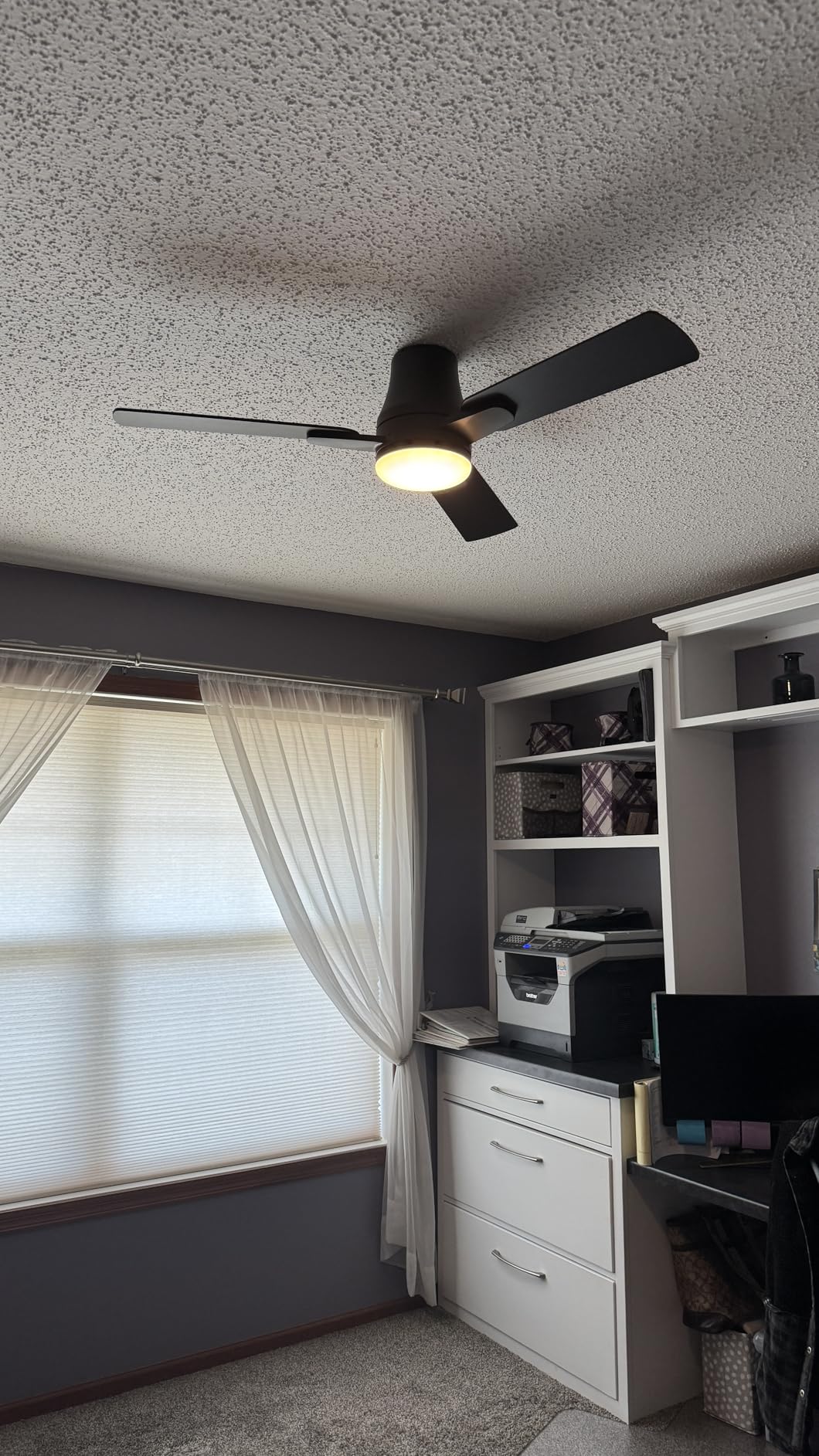 Ceiling Fans with Lights and Remote: 42 Inch Modern Black Ceiling Fan, Low Profile Flush Mount, Quiet Reversible DC Motor & 3CCT Dimmable LED for Bedroom Living Room Kitchen Indoor Outdoor Customer Review Ceiling Fans with Lights and Remote: 42 Inch Modern Black Ceiling Fan, Low Profile Flush Mount, Quiet Reversible DC Motor & 3CCT Dimmable LED for Bedroom Living Room Kitchen Indoor Outdoor - Customer Photo 1