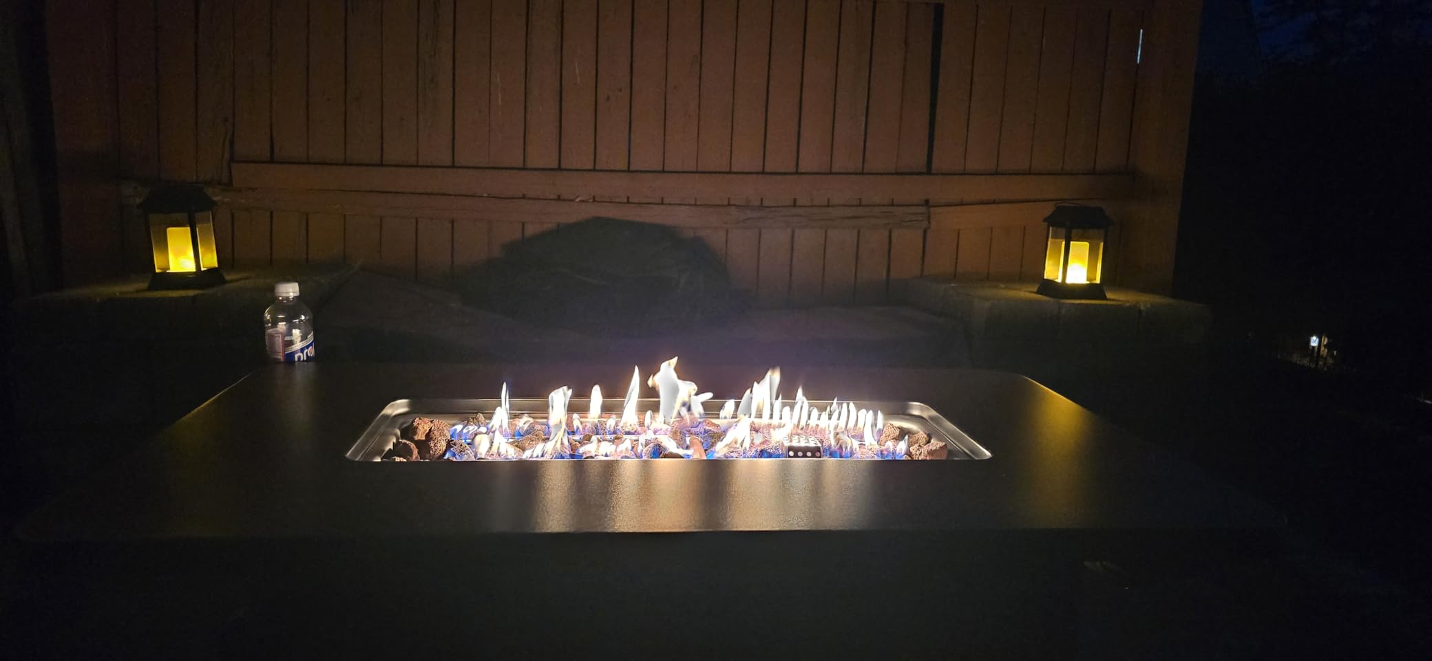 AMADA HOMEFURNISHING 43 Inch Propane Fire Pit Table, 60,000 BTU Gas Fire Pit with Lava Rocks, Waterproof Cover, Removable Lid, Cup Holders, 2-in-1 Fire Table for Patio, Backyard, Garden, Black - Customer Photo 2