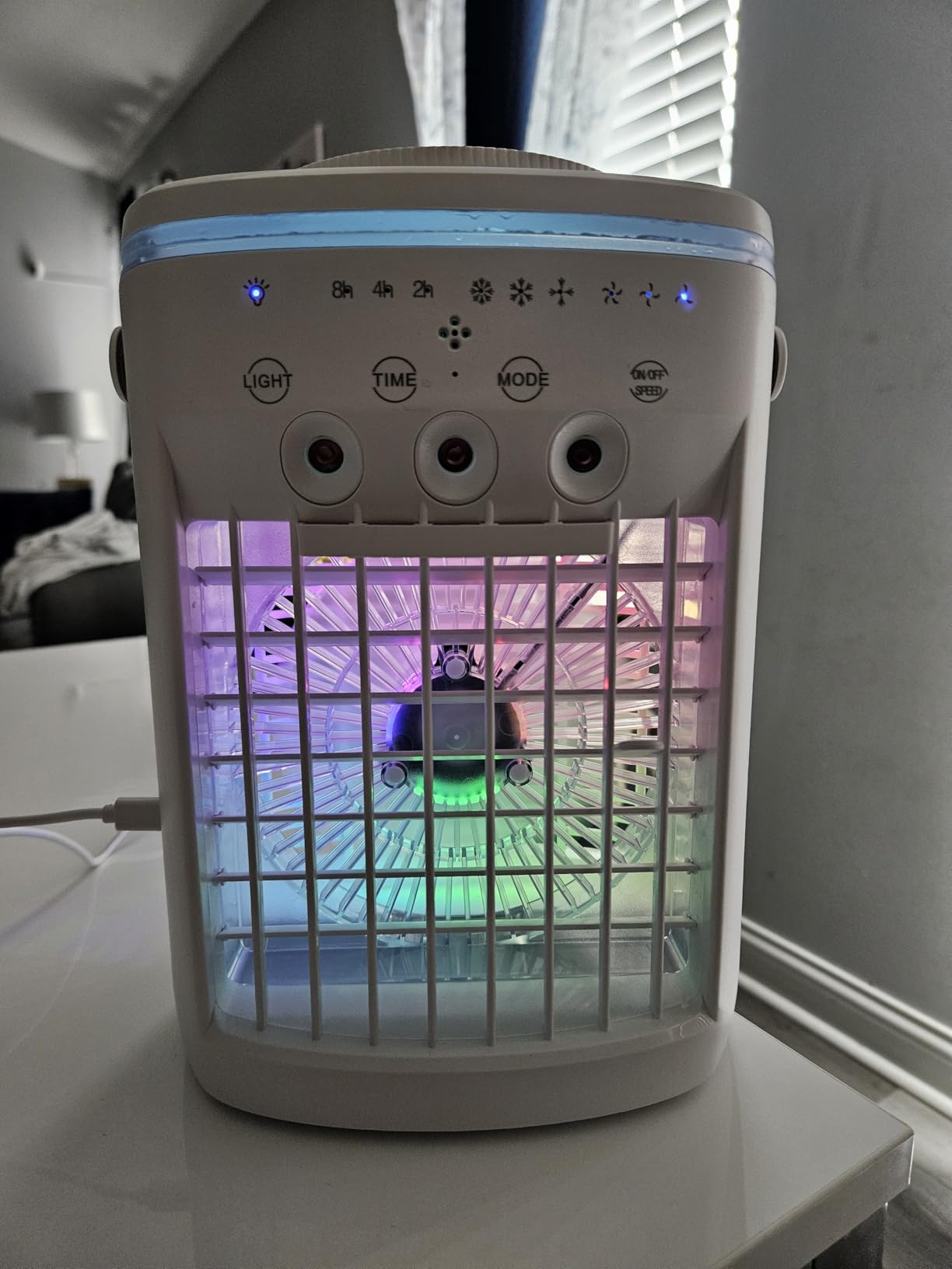Portable Air Conditioner,Cooling Fan with 3 Speeds &3 Modes,2-8H Timer,1000ml Water Tank, Remote Control,4 in 1 Humidifier, Air Conditioner,Fan,Night Light,Evaporative Air Cooler for Home,Office - Customer Photo 2