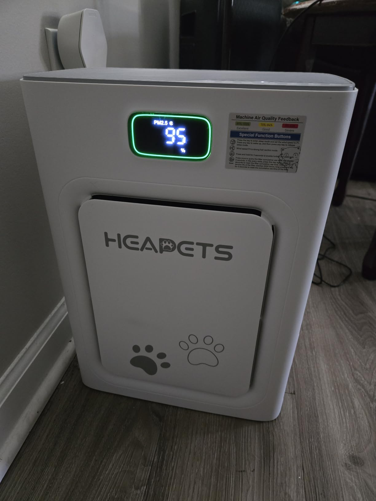 Pet Air Purifier for Home Large Room 2500 sq ft, H13 HEPA Washable Double-Sided Filter, Air Cleaner for Pet Hair Dander Odor Allergies Pollutant Smoke Dust, PM2.5 Air Quality Monitor, Auto Mode, Grey Customer Review Pet Air Purifier for Home Large Room 2500 sq ft, H13 HEPA Washable Double-Sided Filter, Air Cleaner for Pet Hair Dander Odor Allergies Pollutant Smoke Dust, PM2.5 Air Quality Monitor, Auto Mode, Grey - Customer Photo 1
