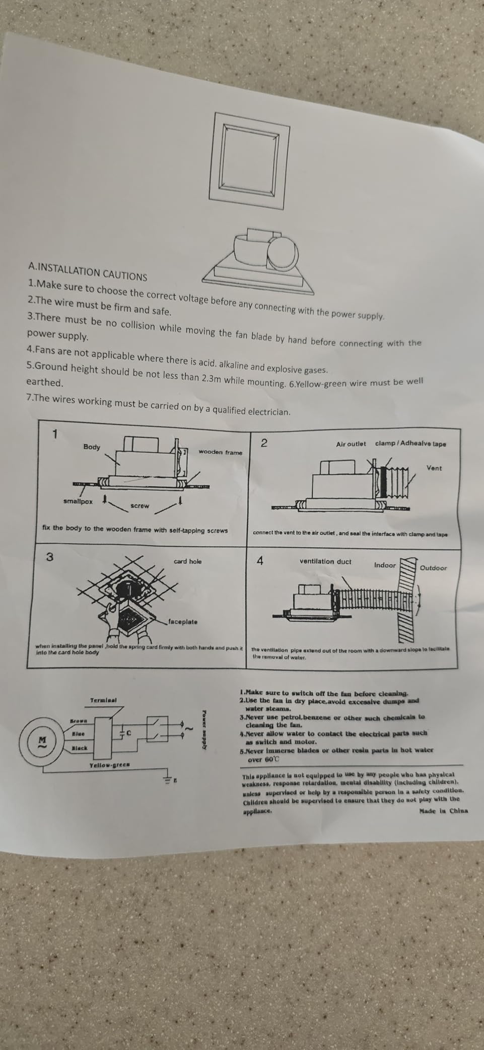 Bathroom Exhaust Fan with Light, 110CFM Bathroom Fan with Light 3000K/4500K/6000K, Quiet Vent with Lever Wire Connectors&Duct, 12 Inch Ceiling Mount Exhaust Fan for Home, Hotel, Office - Customer Photo 1