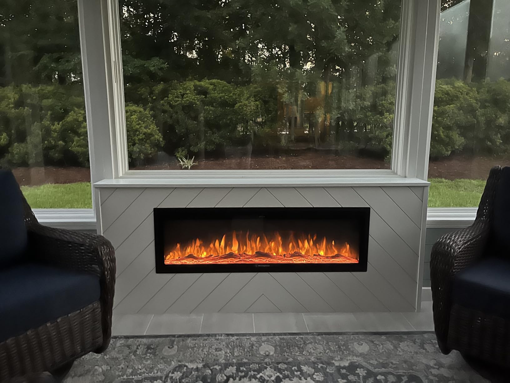 Westinghouse 50 Inch Electric Fireplace Heater, Compatible with Alexa & Google Home, Wall Mount or in-Wall Recessed Fireplace Insert, 24 Hour Timer, Color Changing Flames, 750W/1500W Indoor Heater - Customer Photo 1