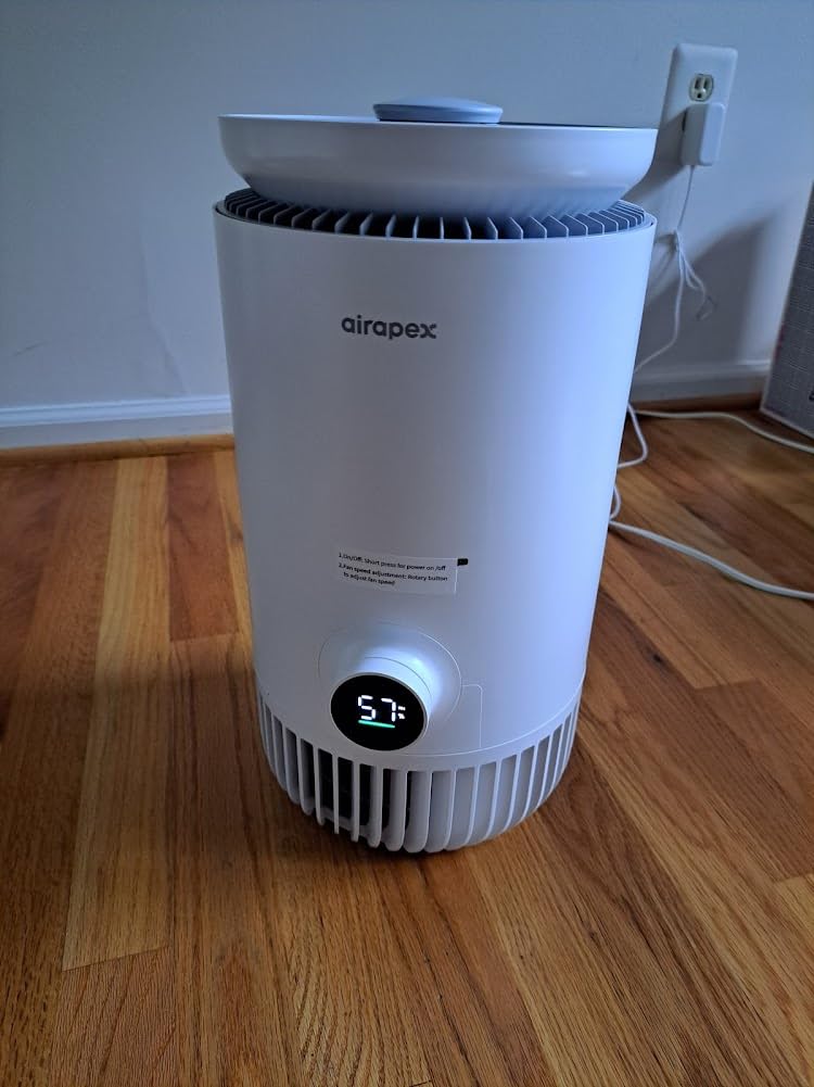 AIRAPEX 2-in-1 Humidifier and Air Purifier Combo, Mistless Evaporative Humidifier and HEPA Filter Air Purifier, Silent, WIFI Smart for Bedroom, White - Customer Photo 1