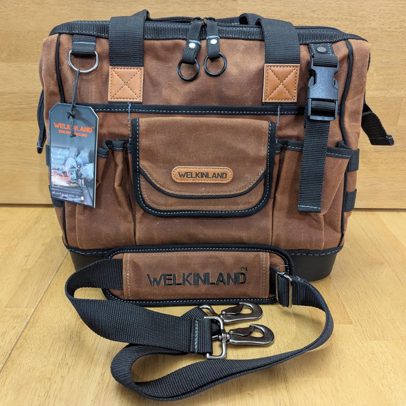 WELKINLAND 22-Pockets Hard Bottom Tool Bag, 14-Inch Waxed Canvas Tools Bag, 25L Heavy Duty Electrician Bags, HVAC Service Bags, Mechanic, Technician Tool Bag Customer Review WELKINLAND 22-Pockets Hard Bottom Tool Bag, 14-Inch Waxed Canvas Tools Bag, 25L Heavy Duty Electrician Bags, HVAC Service Bags, Mechanic, Technician Tool Bag - Customer Photo 1