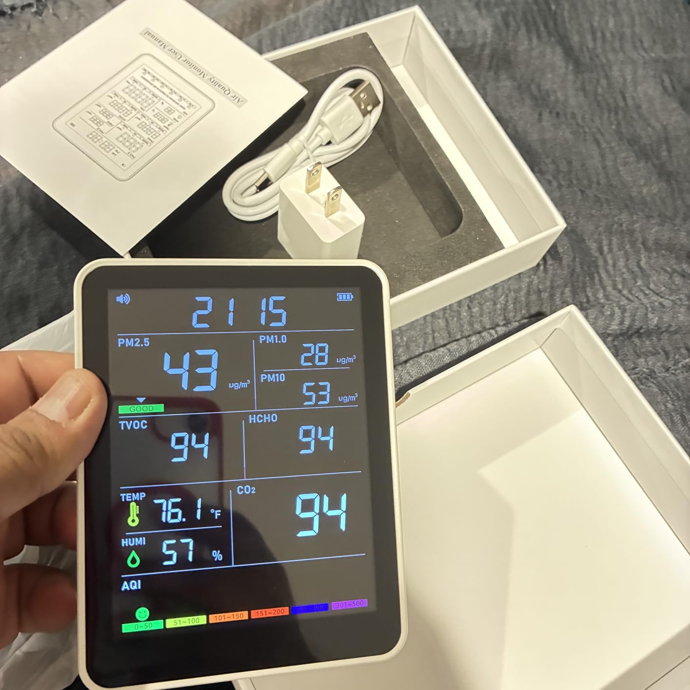 Professional Indoor Air Quality Monitor with AQI Beep Alarms, Portable Real-Time Detector for Home Cars Plants and Pets Customer Review Professional Indoor Air Quality Monitor with AQI Beep Alarms, Portable Real-Time Detector for Home Cars Plants and Pets - Customer Photo 5
