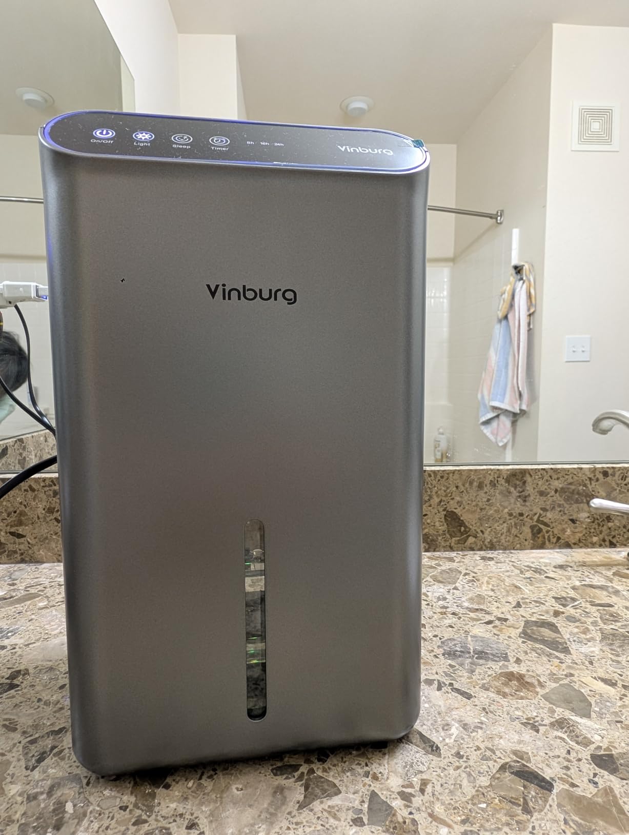 Dehumidifiers for Home (85 OZ Water Tank, 800 sq.ft) Quiet Small Dehumidifier for Basement Bedroom Bathroom with Drain Hose, 3 Gear Timer, Sleep Mode, Auto Shut Off, 7 Color Ambient Light - Customer Photo 2