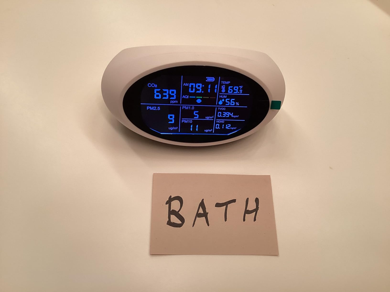 12 in 1 Air Quality Monitor Indoor, Portable Indoor Air Quality Meter for CO2, Temperature (°F), Humidity, VOC, PM2.5, PM1.0, PM10 & Time Display, CO2 Detector for Home Customer Review 12 in 1 Air Quality Monitor Indoor, Portable Indoor Air Quality Meter for CO2, Temperature (°F), Humidity, VOC, PM2.5, PM1.0, PM10 & Time Display, CO2 Detector for Home - Customer Photo 4